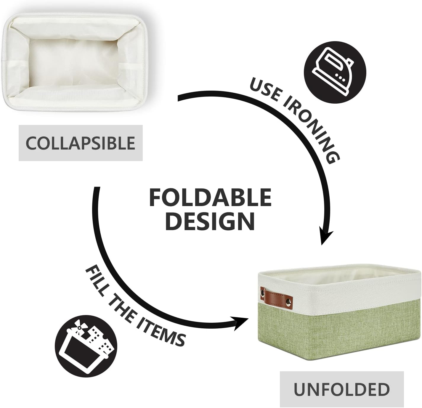 DULLEMELO Storage Baskets for Shelves, Small Fabric Collapsible Rectangular Storage Baskets for