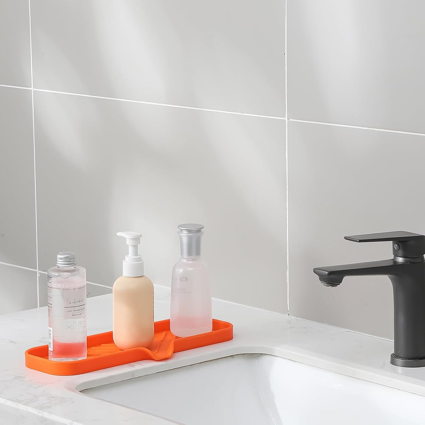 Silicone Bathroom Soap Dishes with Drain Spout-Bathroom and Kitchen Sink Organizer,Sponge
