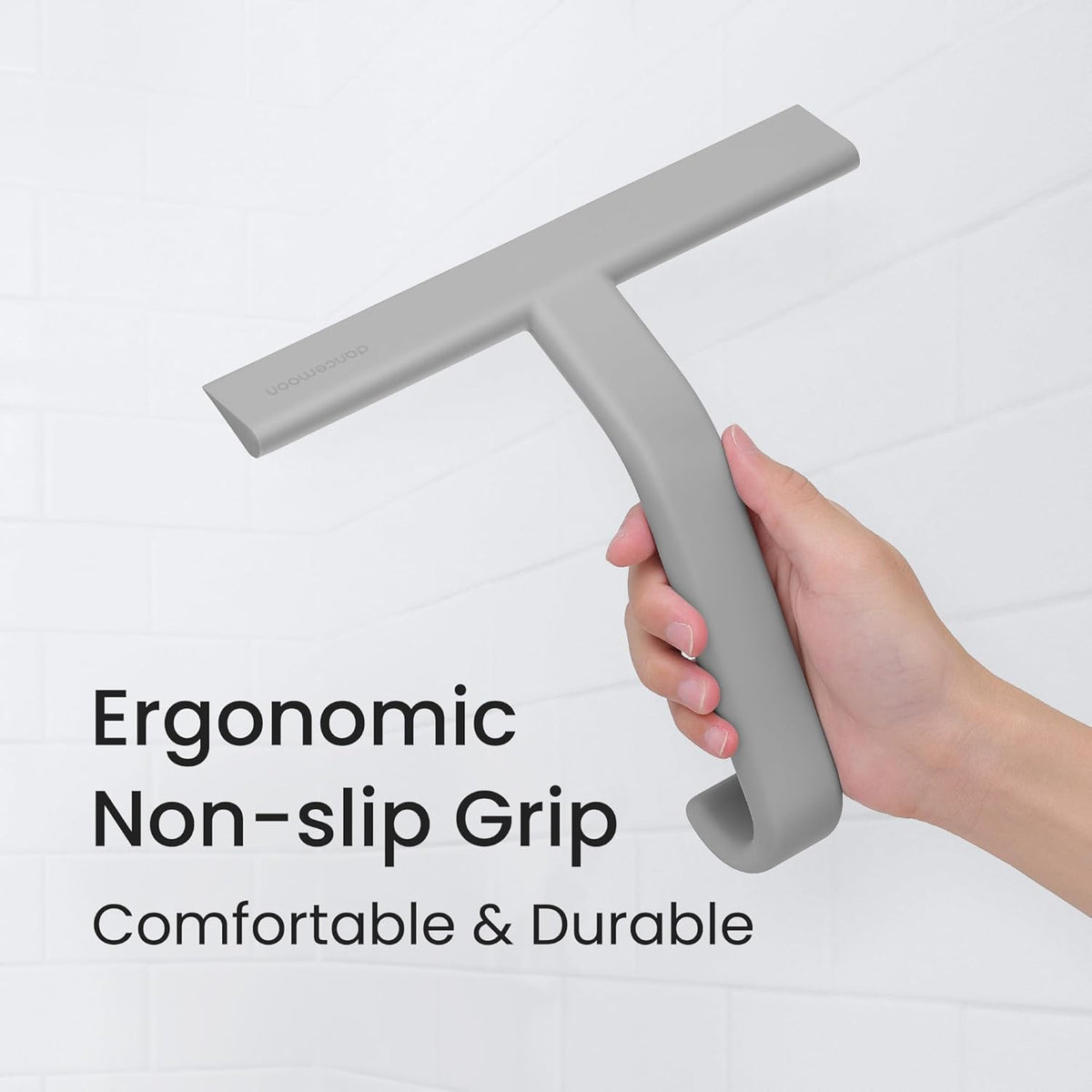 dancemoon JustHang Shower Squeegee for Glass Doors, All-One-Piece Silicone with Built-in Hook