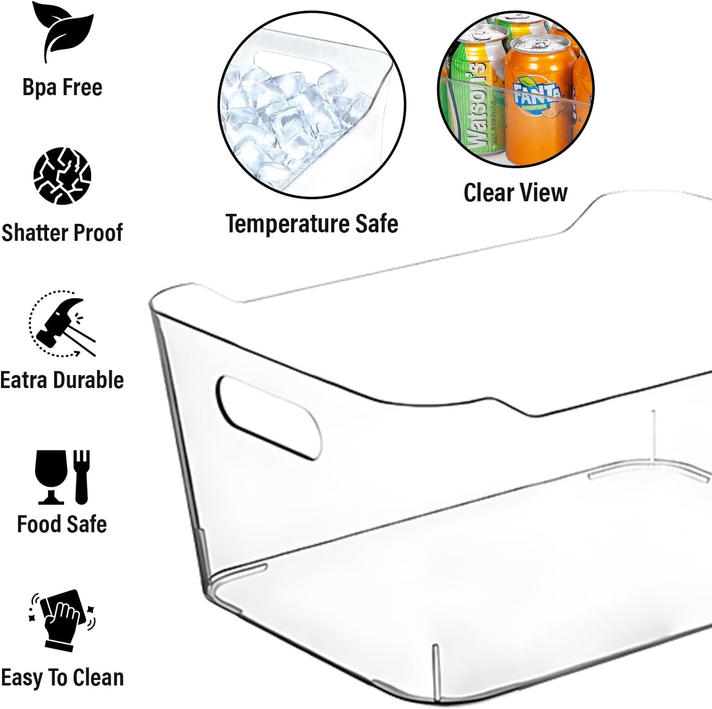 Clear Plastic Storage Bins, Perfect for Kitchen Organization or Pantry Organizers and Storage
