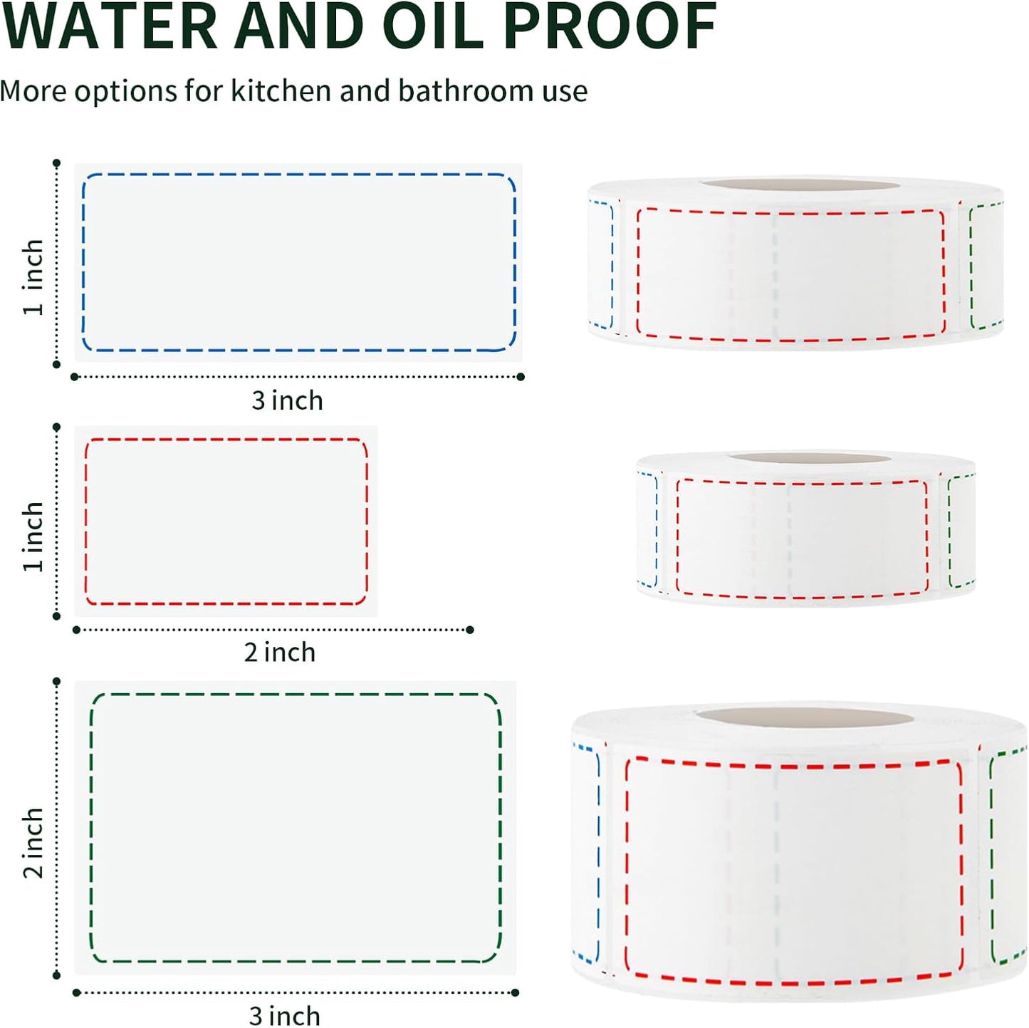 500 Removable Freezer Labels, 2x3 inches Water Oil Waterproof Stickers to Write on for Bottles