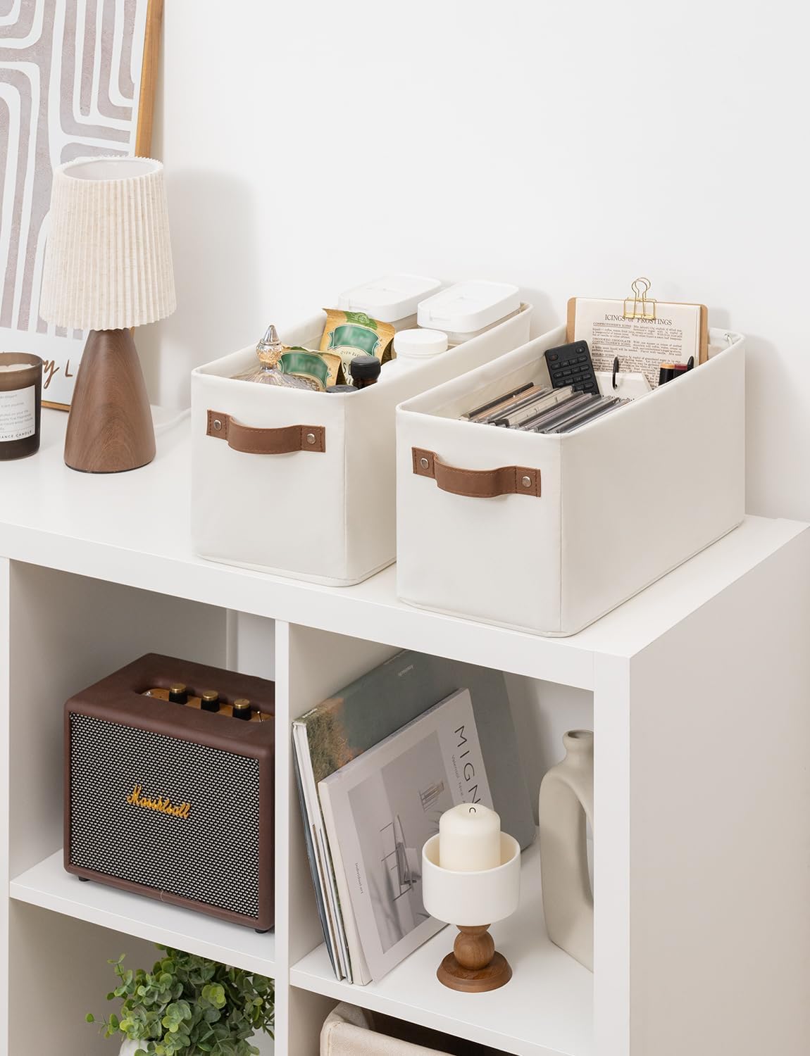 StorageWorks Narrow Storage Bins, Small Basket for Closet and Shelves, Rectangular Fabric Organizer