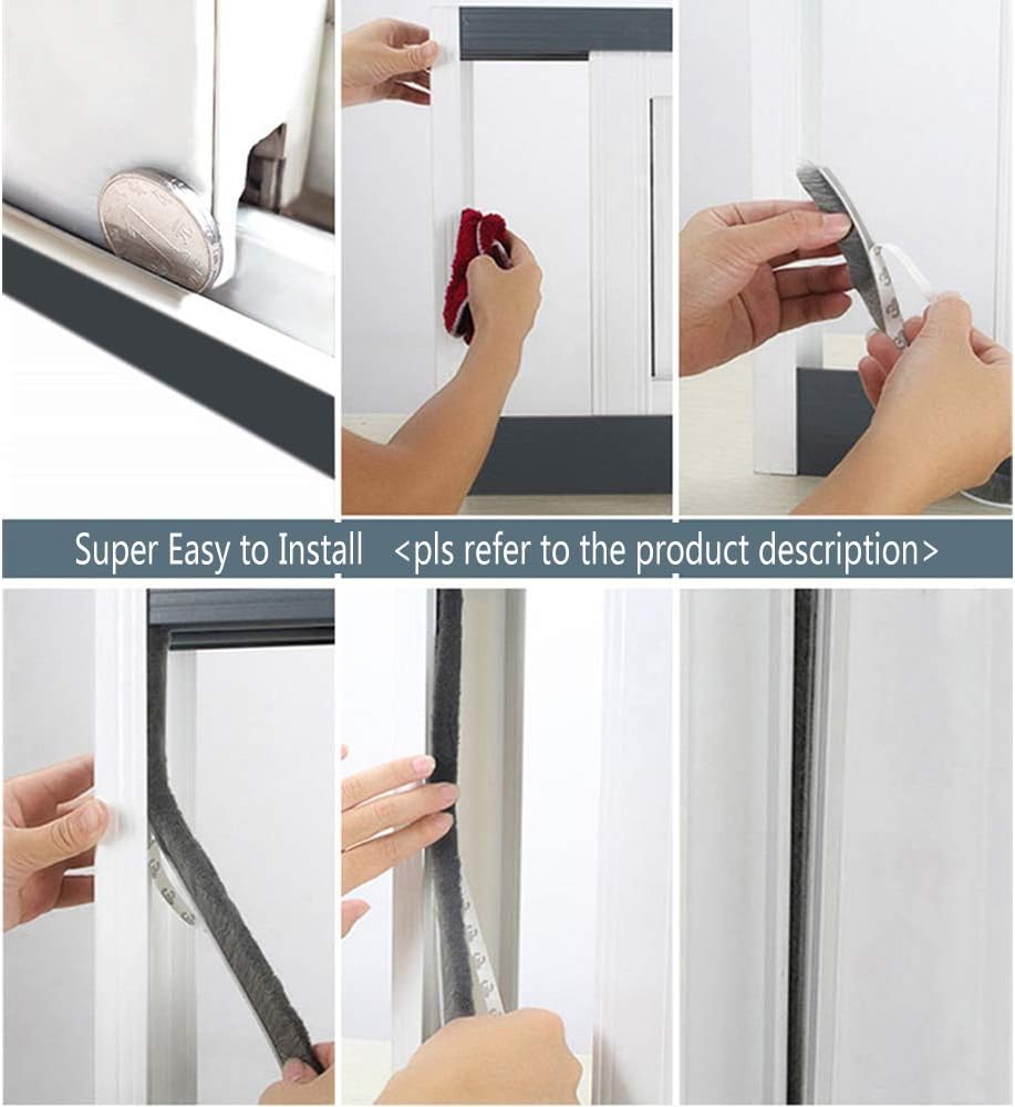 Felt Weather Stripping Door Seal Brush for Sliding Windows, Pile Self Adhesive Weatherstrip Sealer