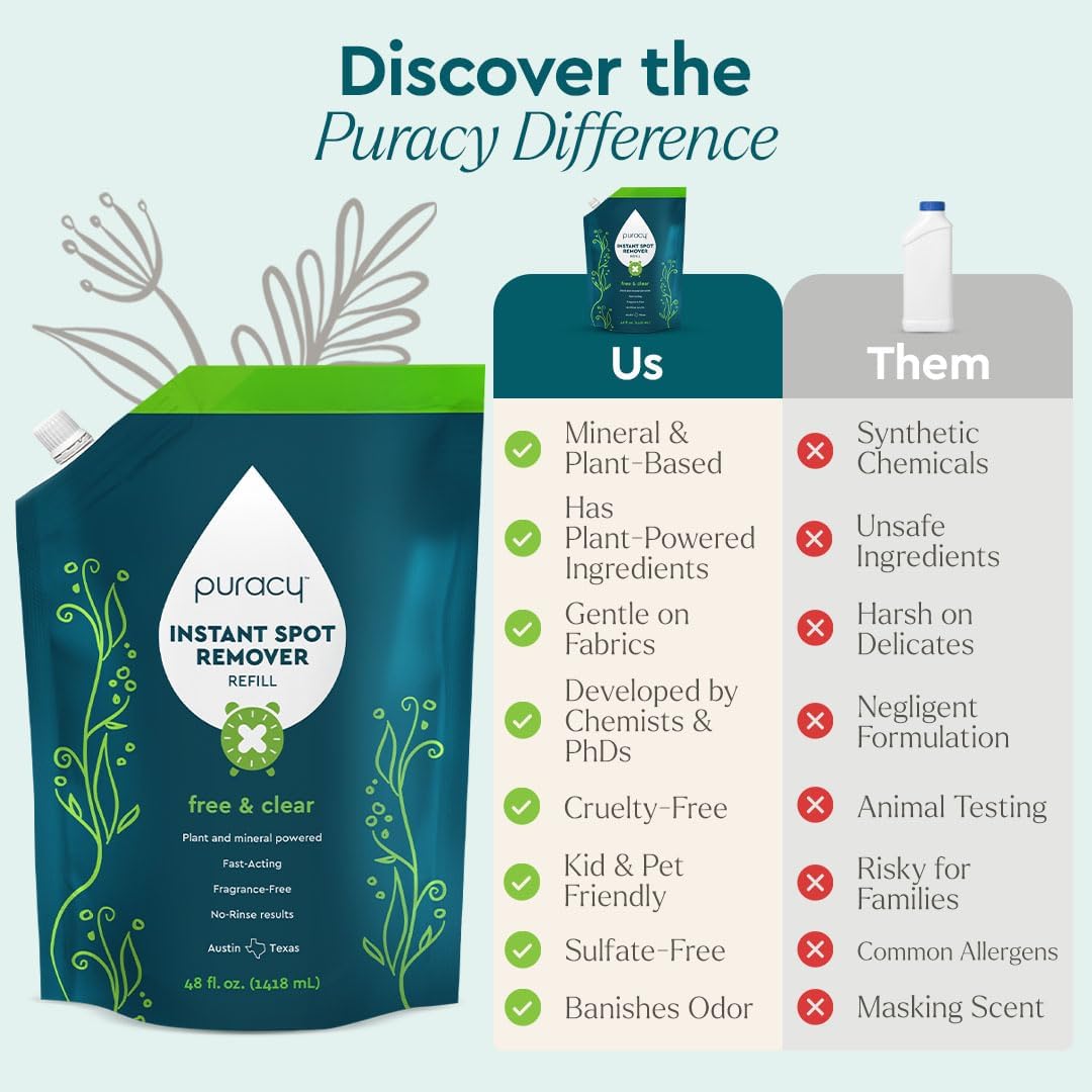Puracy Laundry Stain Remover for Clothes Laundry - Carpet Stain Remover Carpet Spot Cleaner Couch