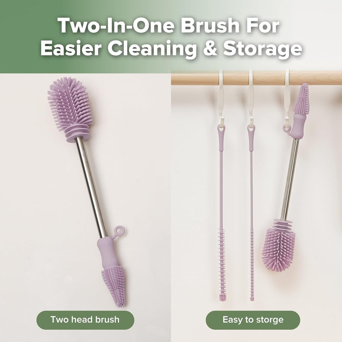 haakaa Silicone Cleaning Brush Kit - Baby Bottle Brush Cleaner for Breast Pump,Nipple,Breast Milk