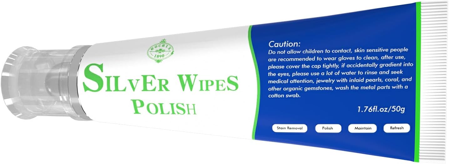 Silver Wipe Polish Cleaner Removes Surface Oxidation Tarnish from Sterling Silver, Silver and Gold