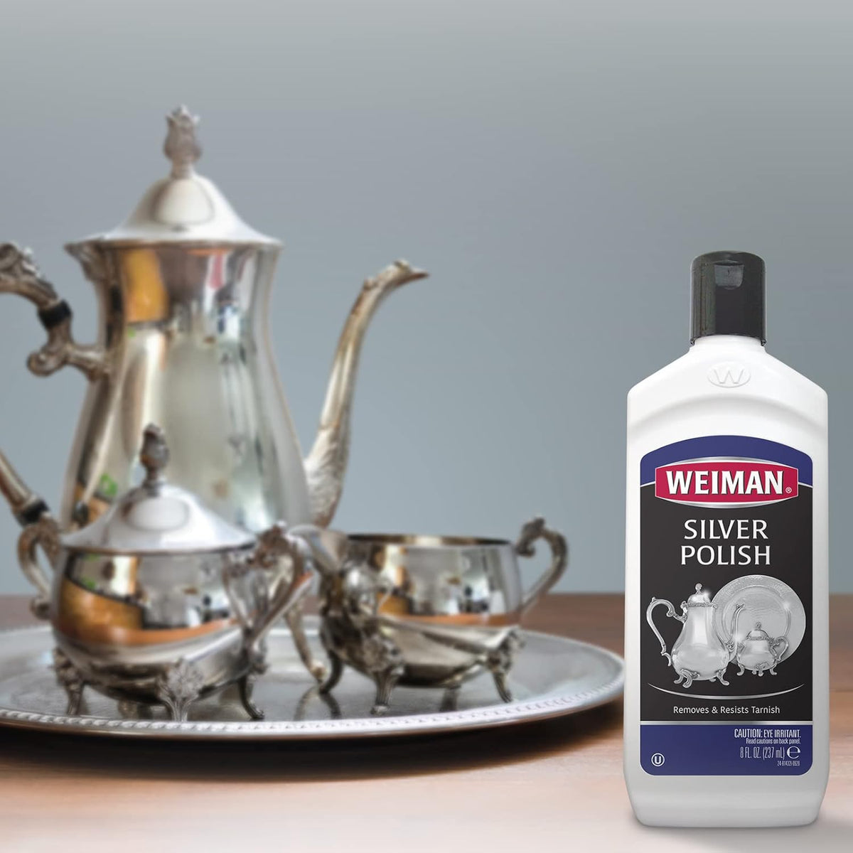 Weiman Silver Cleaner and Polish - 8 Ounce with Polishing Cloth - Ammonia Free - Polish Silver