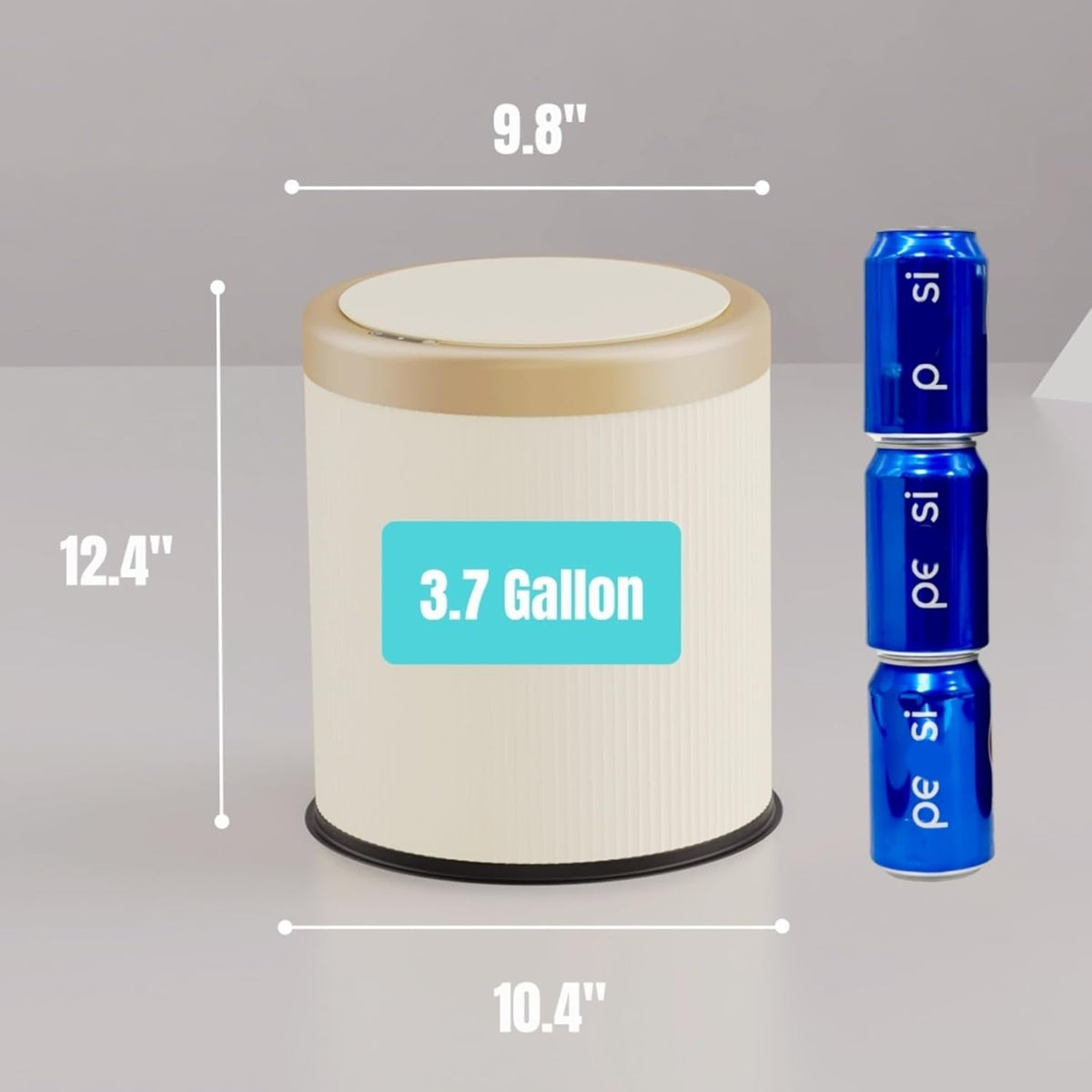 URALFA 3.7 Gallon Motion Sensor Bathroom Trash Can with Lid,Automatic Waterproof Touchless Garbage