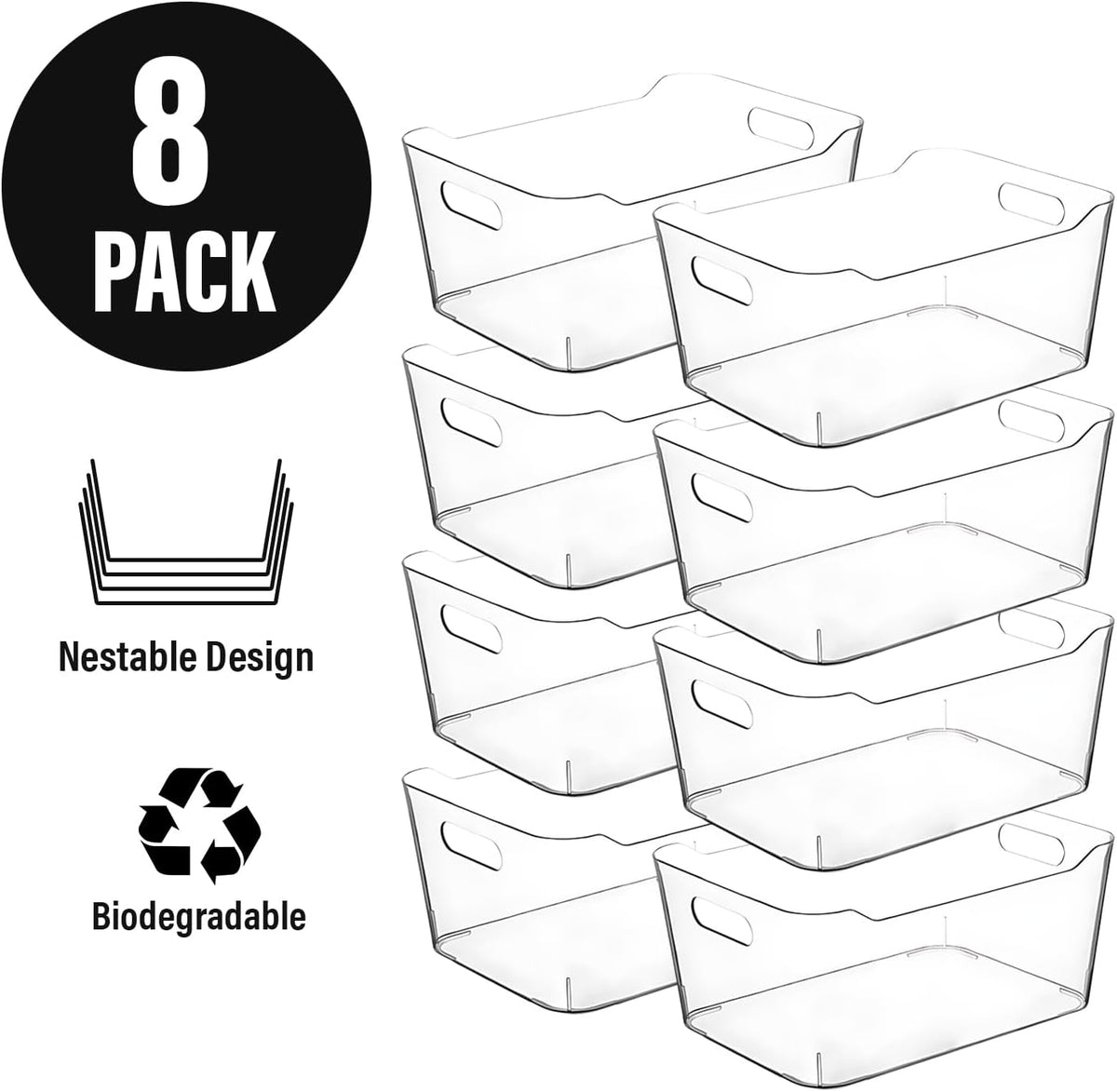 Clear Plastic Storage Bins, Small Fridge Organizer Kitchen Organizers and Storage Containers