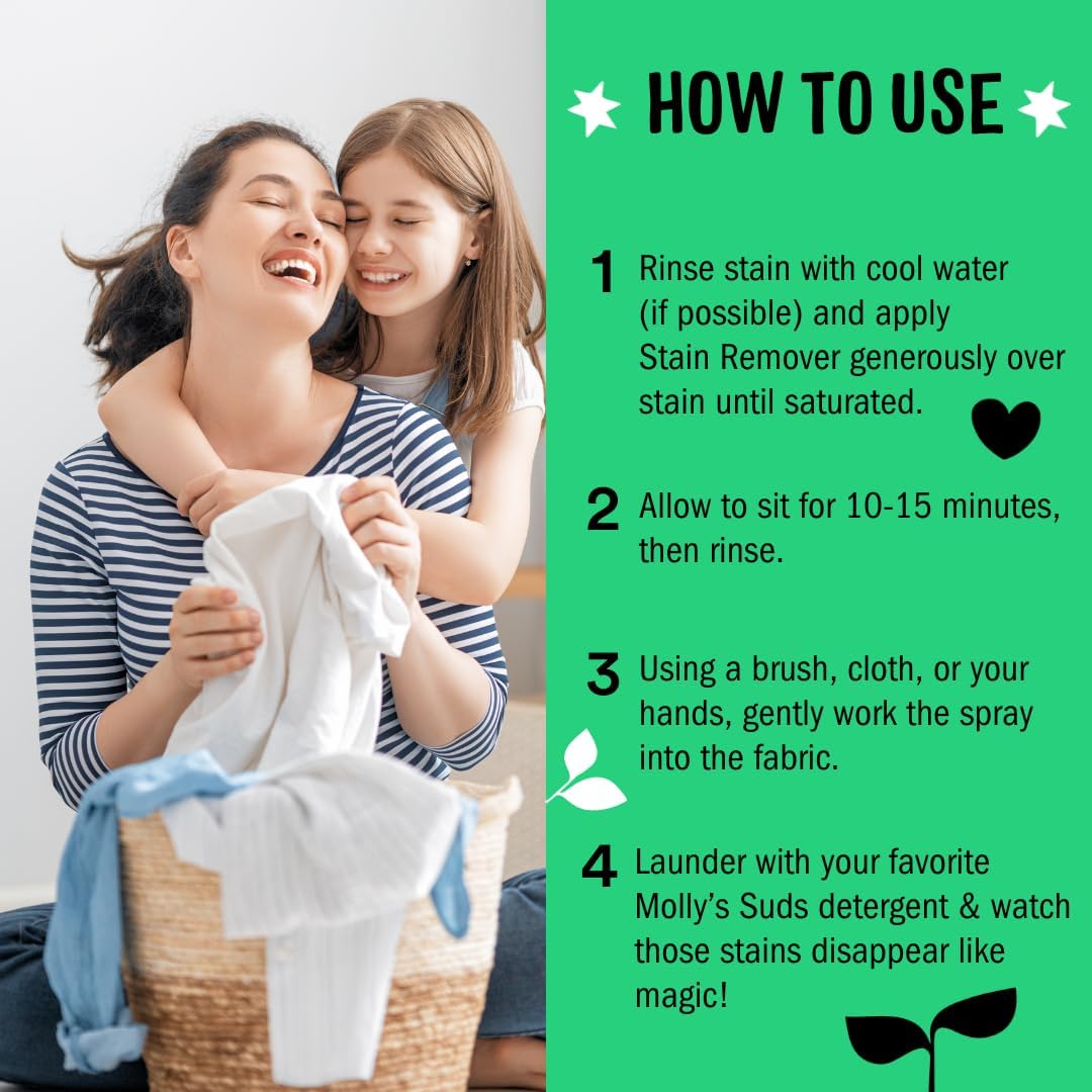 Molly's Suds Stain Remover Spray | Gentle Yet Powerful, Great for Baby & Pet Stains | Clean, Simple