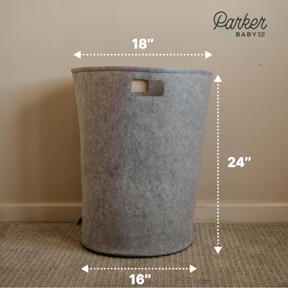 Parker Baby Co. Nursery Laundry Hamper - Large Felt Storage Basket and Baby Hamper for Nursery