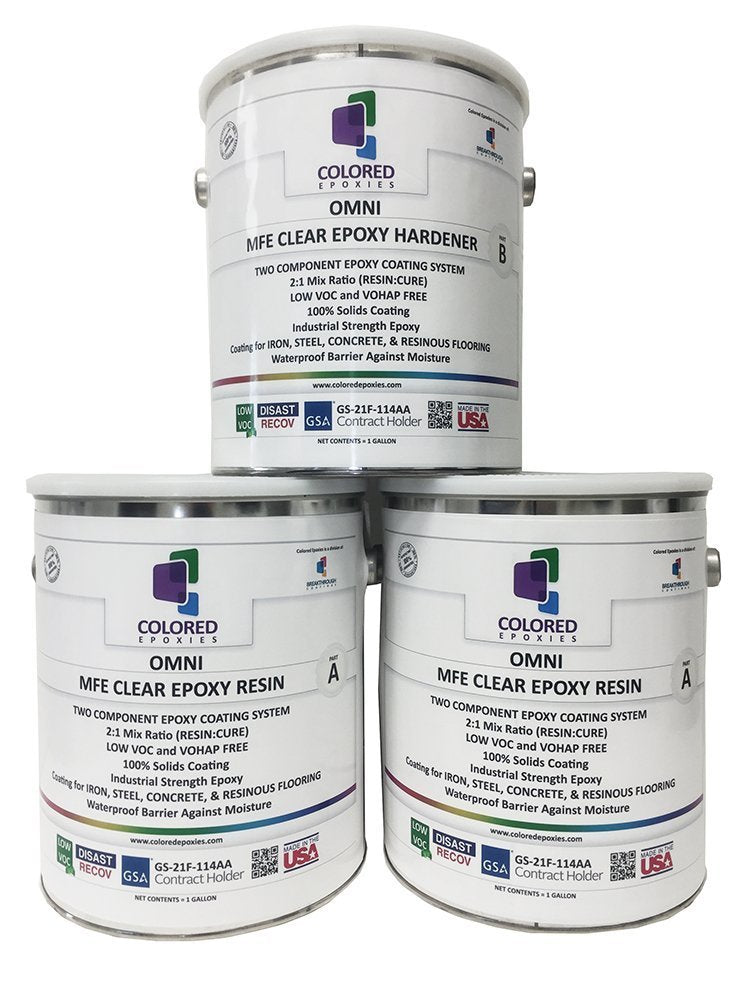 Coloredepoxies 10002 Clear Epoxy Resin Coating 100% Solids, High Gloss For Garage Floors