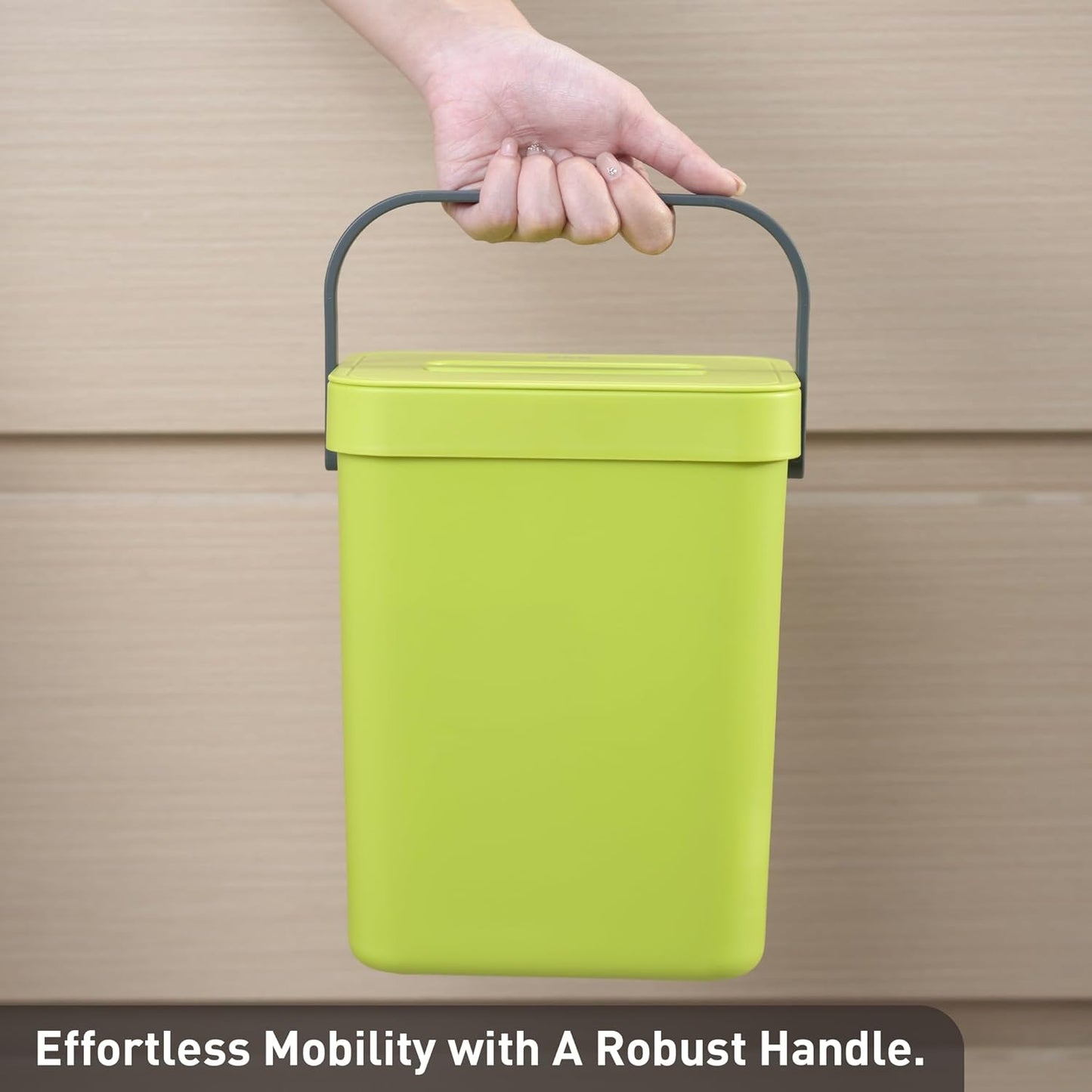 EKO Puro Wall-Mounted Trash Can with Lid, 1.32 Gal / 5L Hanging Trash Can, Small Kitchen Compost