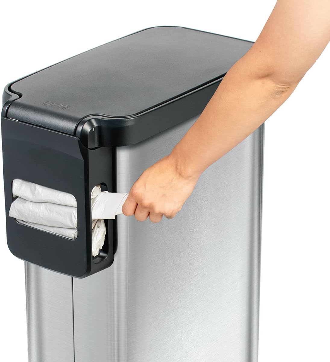 Glad Slim Trash Can with Clorox Odor Protection - Narrow Kitchen Garbage Bin with Soft Close Lid