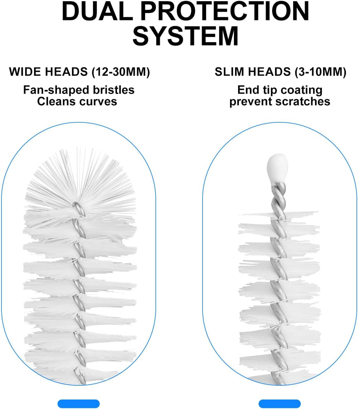 8 Pack Straw Brush Cleaner with Different Diameters (3mm-30mm) - 12" Long Nylon Brush for Water