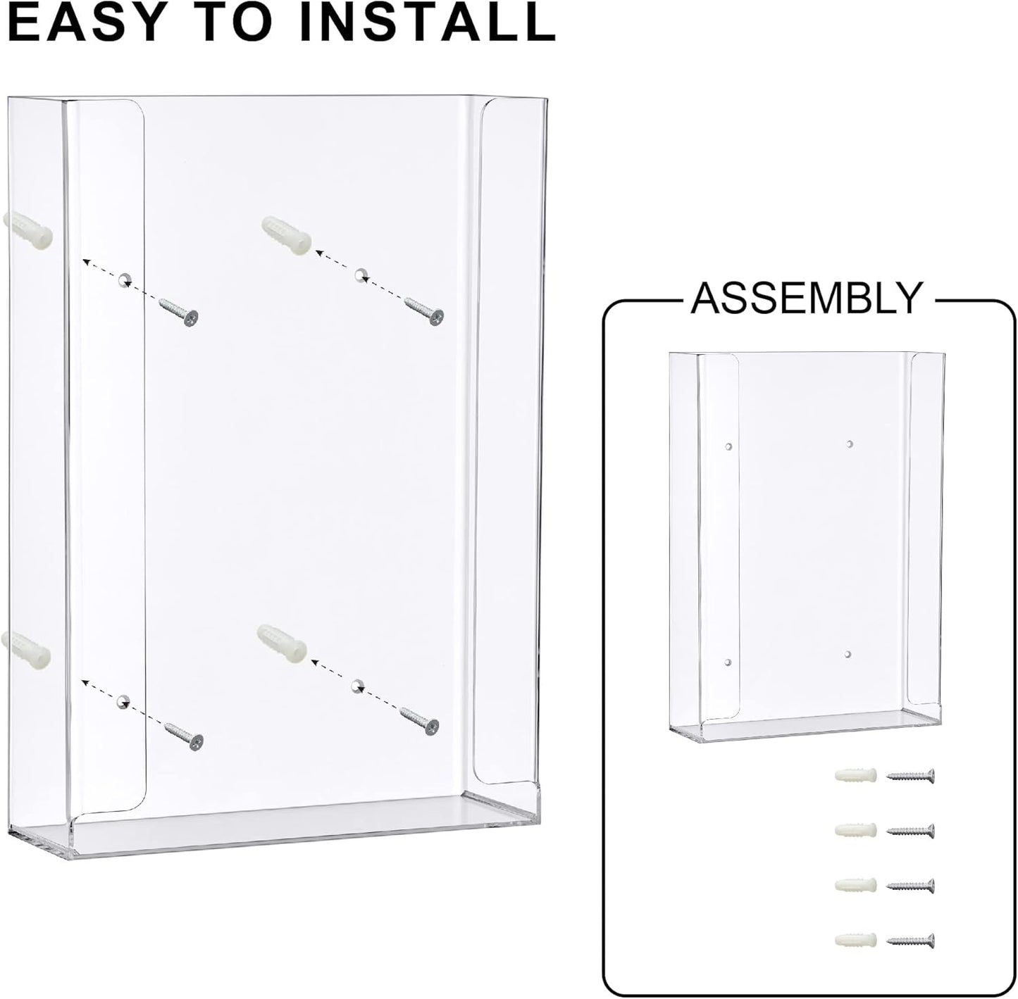 Amazing Abby Acrylic Glove Box Holder, Wall-Mounted Glove Dispenser, Floating Glove Box Organizer