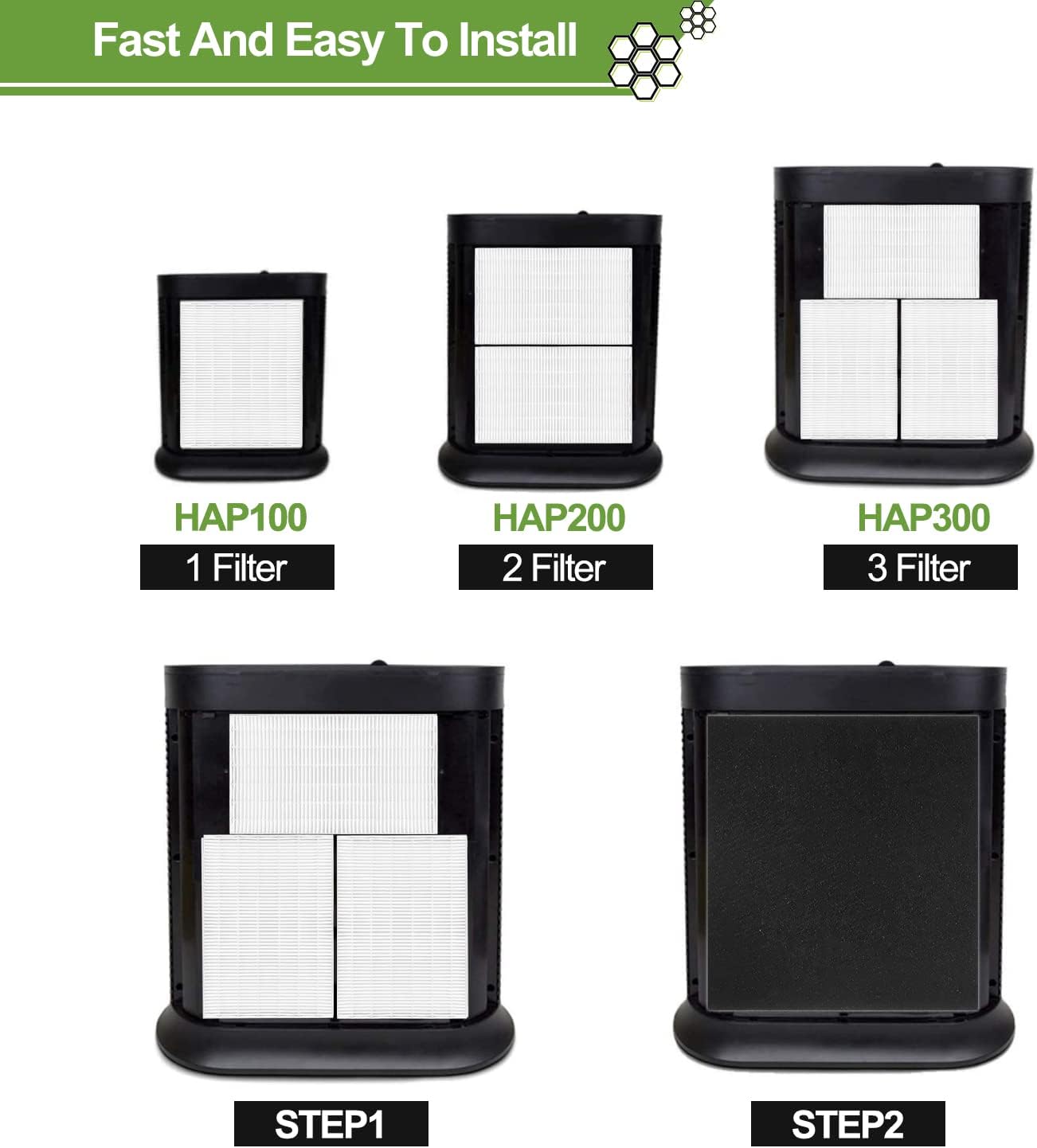 Smilyan 9 Pack Hpa300 HEPA Replacement Filter R for Honeywell HPA300 HPA200 HPA100 HPA090 Series