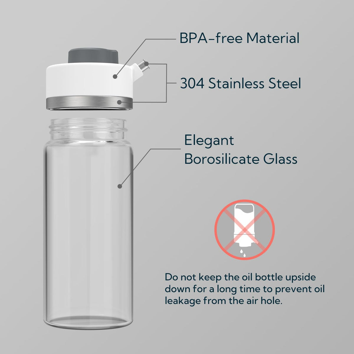KITCHENDAO Precision Pour Glass Oil Dispenser with 3 Modes, Drip-free Spout, Two Adjustable Flowing