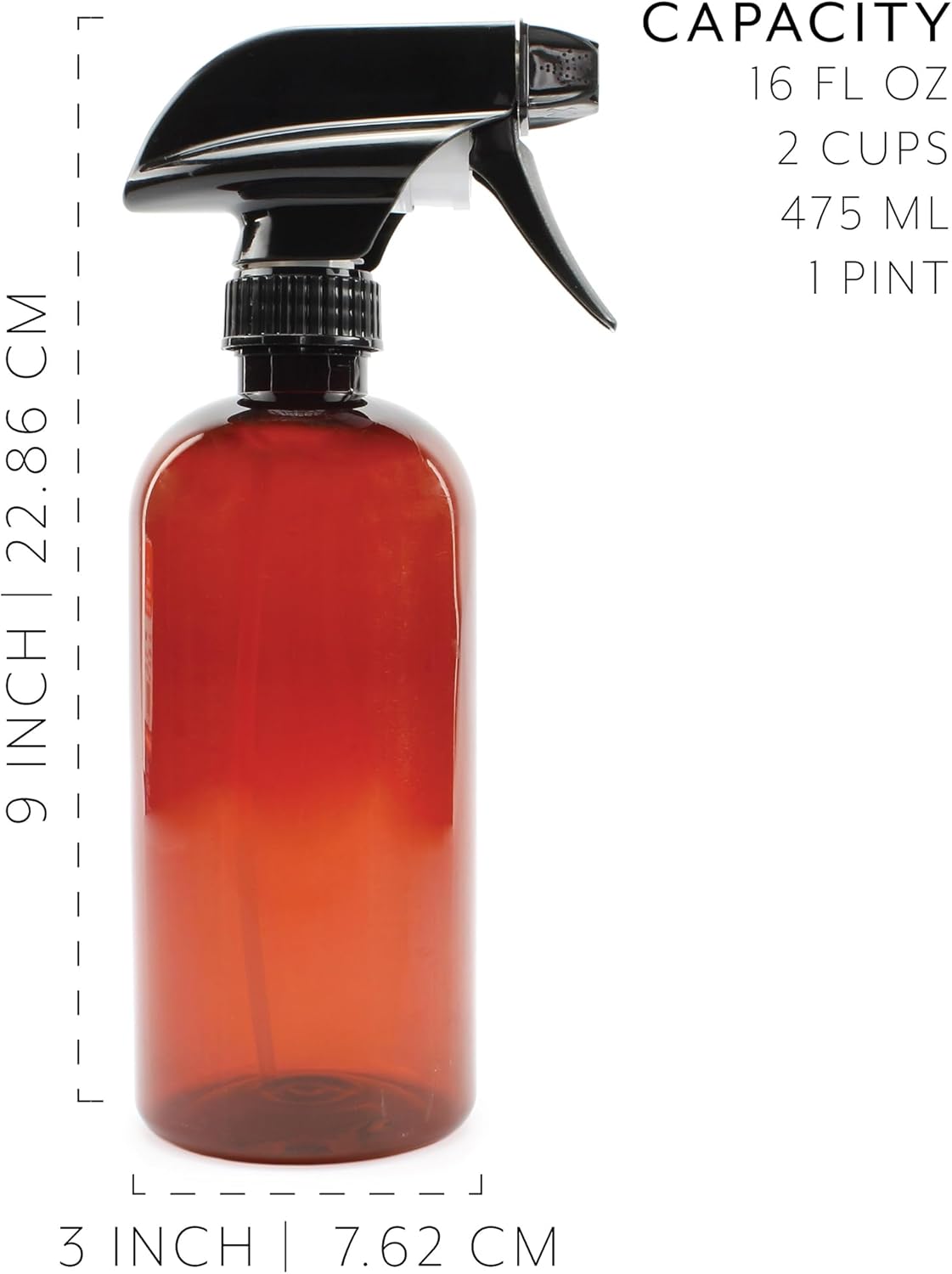 Cornucopia Brands 16oz Amber PLASTIC Spray Bottles w/Heavy Duty Mist & Stream Sprayers & Chalkboard