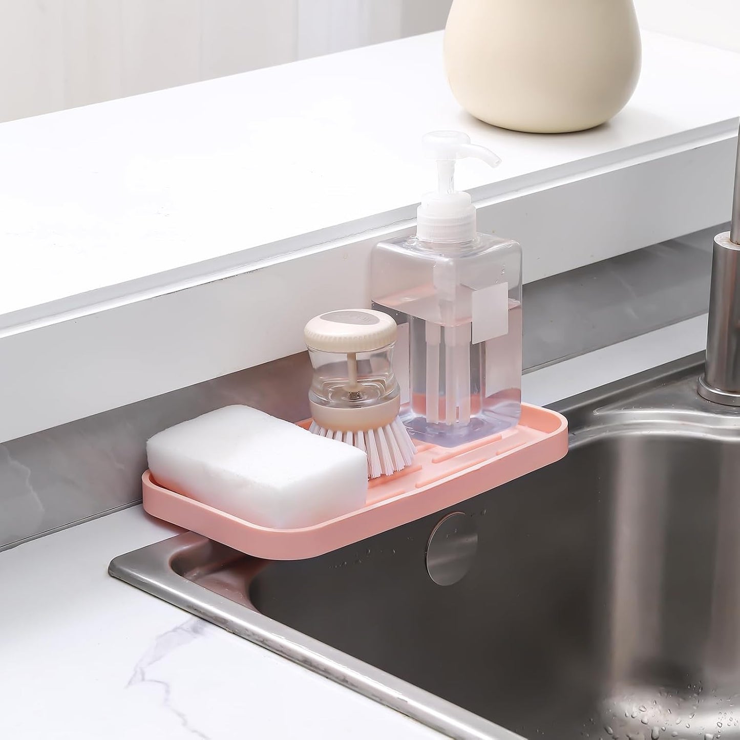Silicone Kitchen Sink Organizer Tray for Multiple Usage,Easy Clean,Eco-Friendly Sponges Holder for