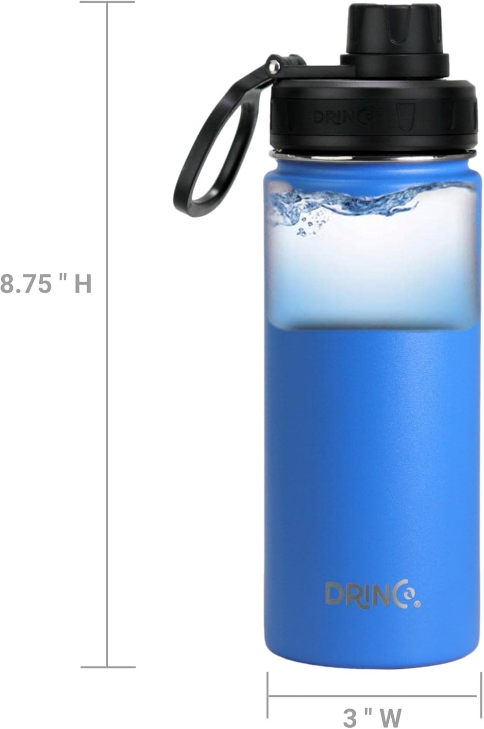 DRINCO Stainless Steel Water Bottle Spout Lid Vacuum Insulated Double Wall Water Bottle Wide Mouth