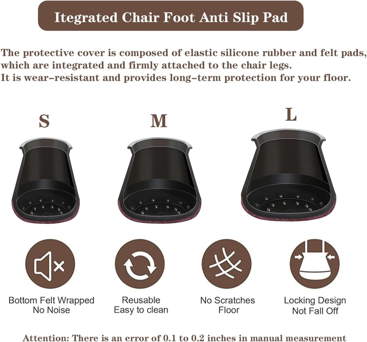 20 Pcs Chair Leg Floor Protectors for Hardwood Floors, Black Rubber Furniture Sliders with Felt