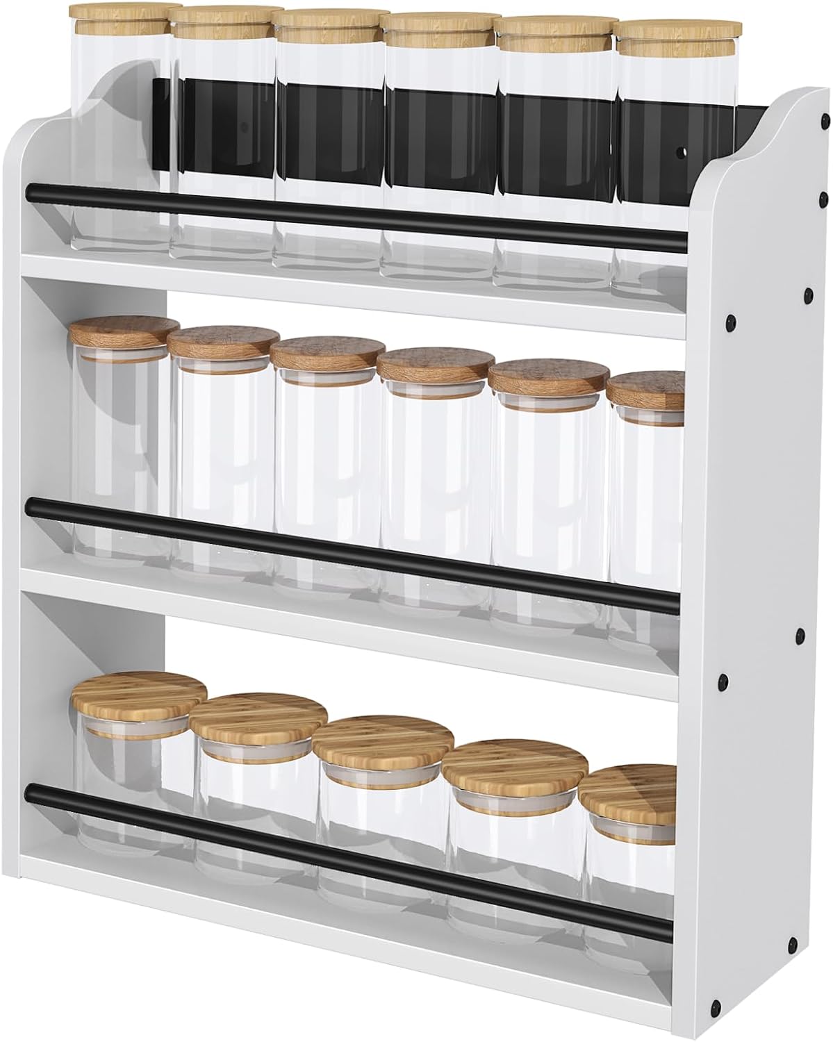 3 Tier Wooden Spice Rack, Seasoning Jars Rack Shelf Spice Organizer for Countertop or Wall Mount