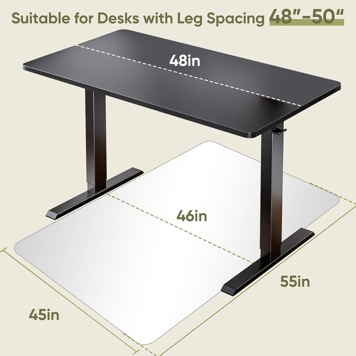 Office Chair Mat for Carpet & Hardwood, Upgraded 45" x 55" Dual Use Tempered Glass Chair Mat for