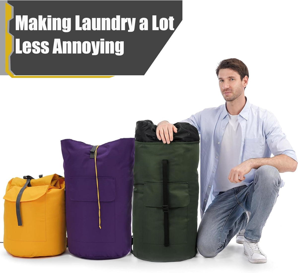 Laundry Bag, Extra Large Laundry Bags for College, Laundry Bag with Straps, Dorm Room Essentials