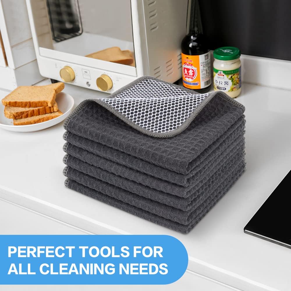 KinHwa Kitchen Washcloths for Dishes Absorbent Microfiber Dish Cloths Quick Dry Dish Rags with Poly
