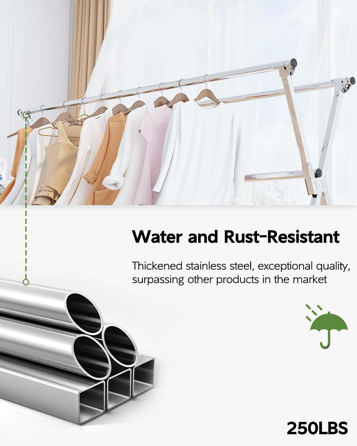 Clothes Drying Rack 79 Inches Folding Indoor Outdoor, Drying Rack Clothing Collapsible, Foldable