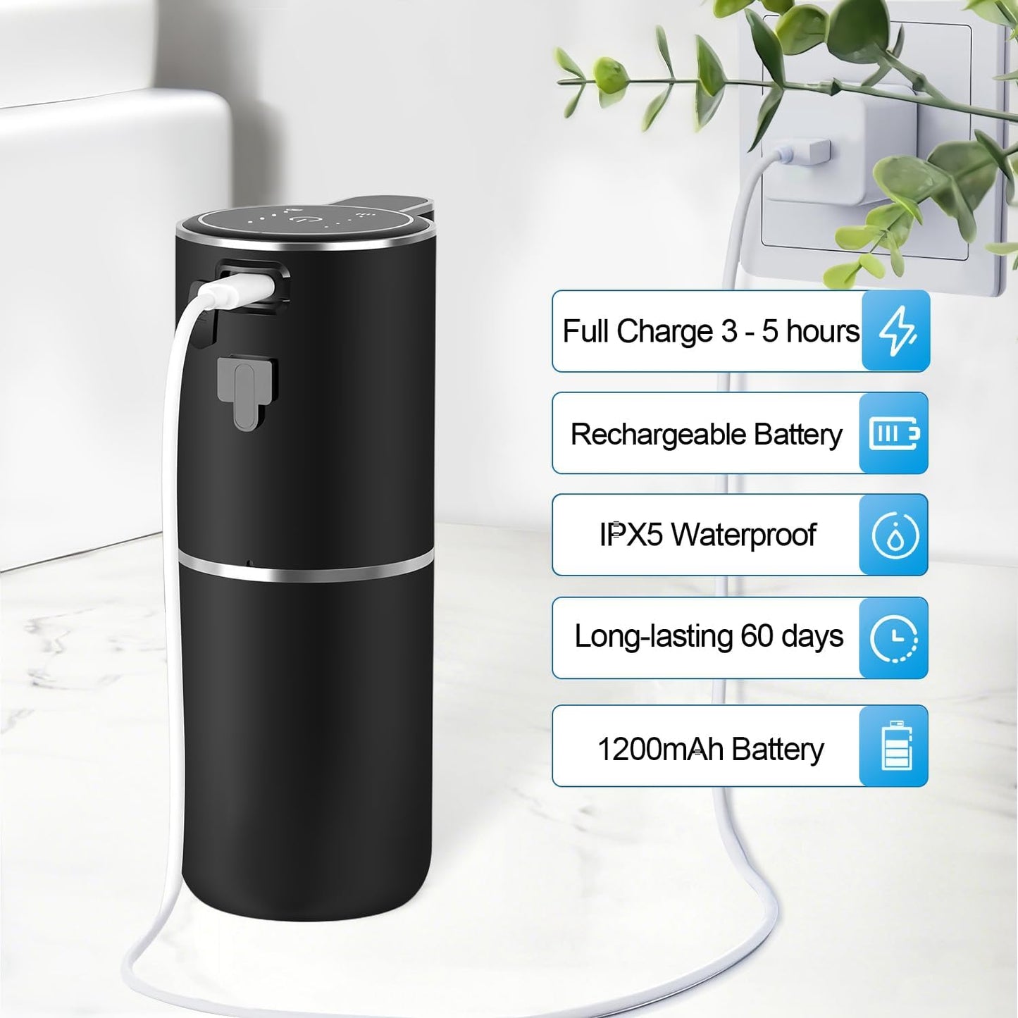 Automatic Liquid Soap Dispenser,4 Level Adjustable Liquid Dispenser, Rechargeable Soap Dispenser
