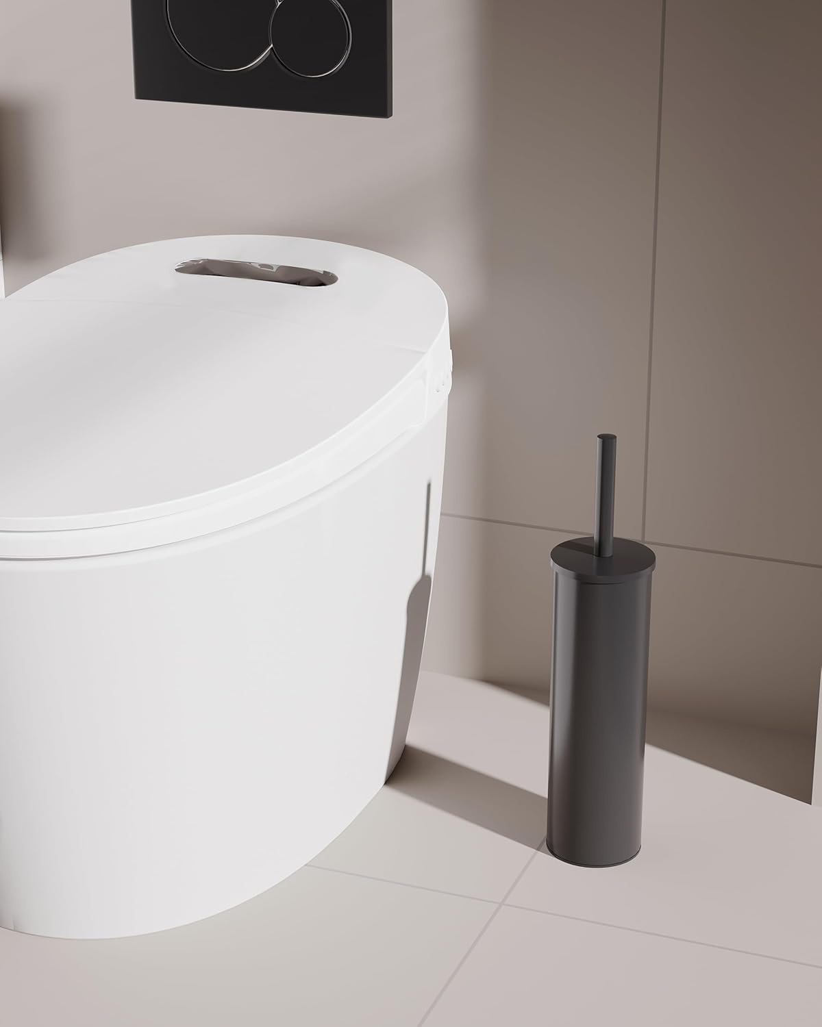 Toilet Brush and Holder Set, Stainless Steel Toilet Bowl Brush with Lid, Rust Proof Toilet Cleaner
