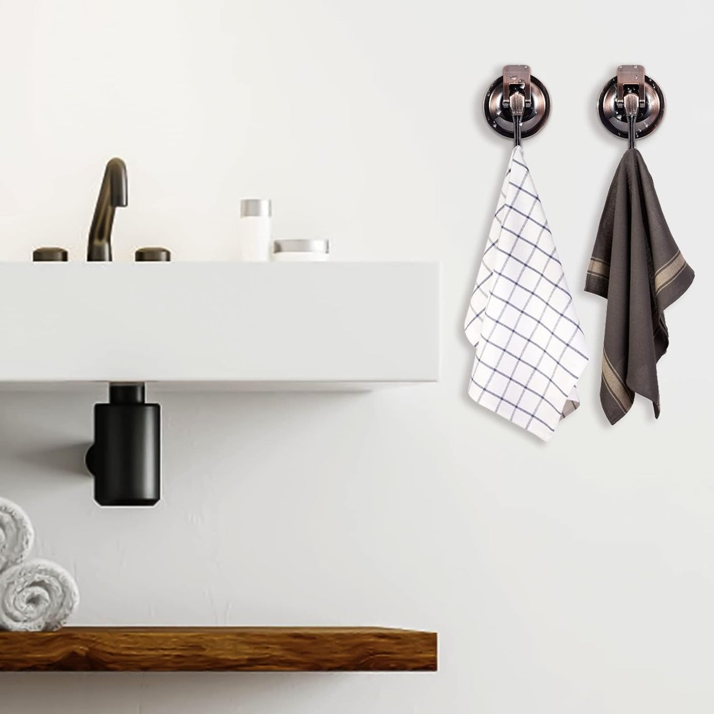 Suction Cup Hooks for Shower, Bathroom, Kitchen, Glass Door, Mirror, Tile – Loofah, Towel, Coat