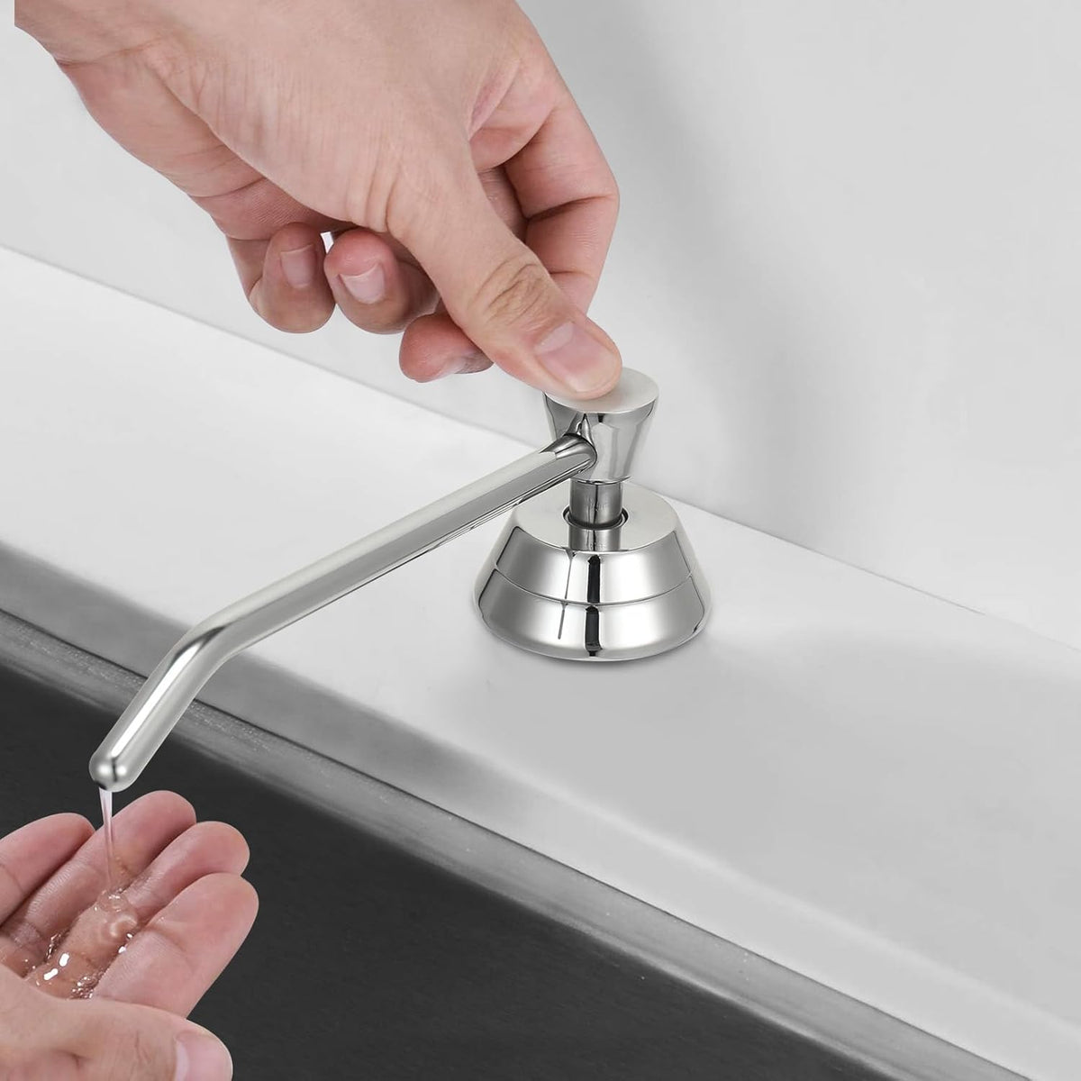 Heavy Duty Brass Countertop Liquid Soap Dispenser, Commercial Grade Top Fill Built-in Soap