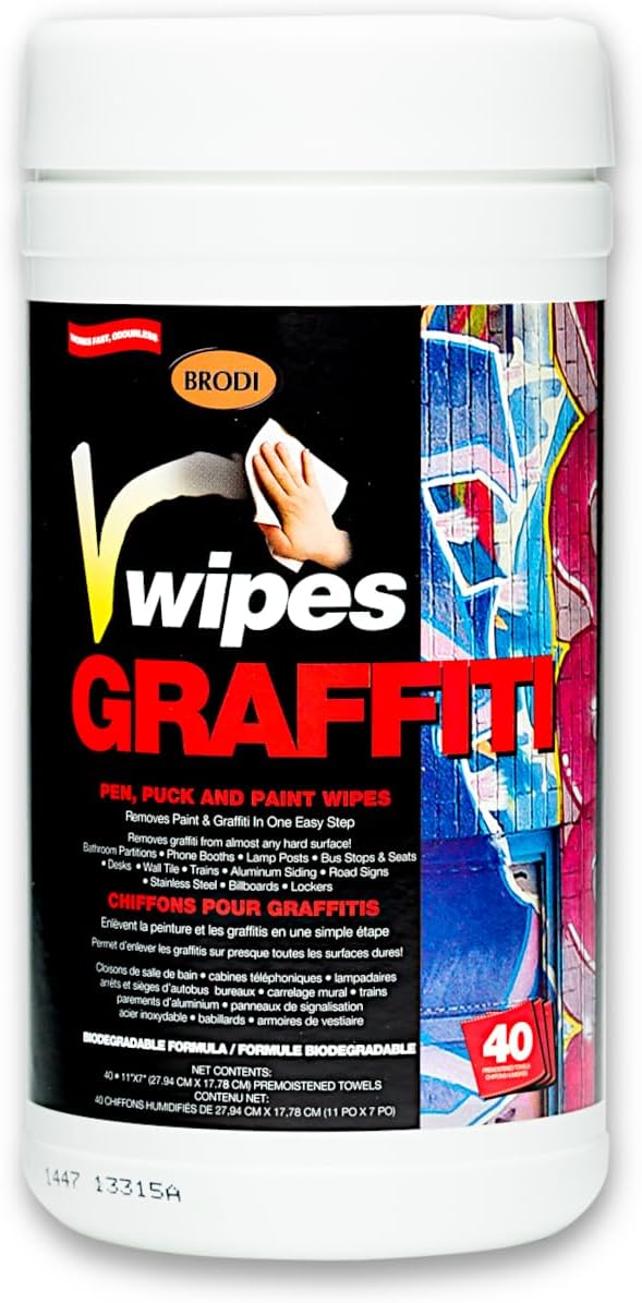 V-Wipes Graffiti Remover Wipes – Pre-Moistened Towels for Paint, Ink & Marker Removal – Non-Toxic
