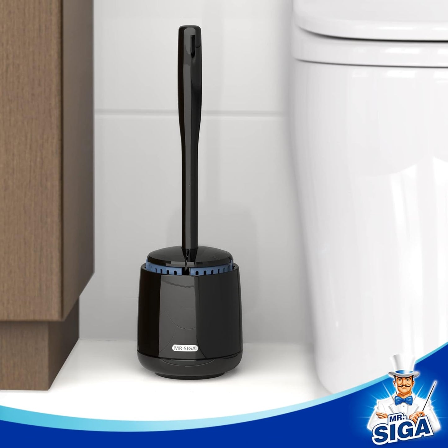 MR.SIGA Toilet Bowl Brush and Holder, Premium Quality, with Solid Handle and Durable Bristles for