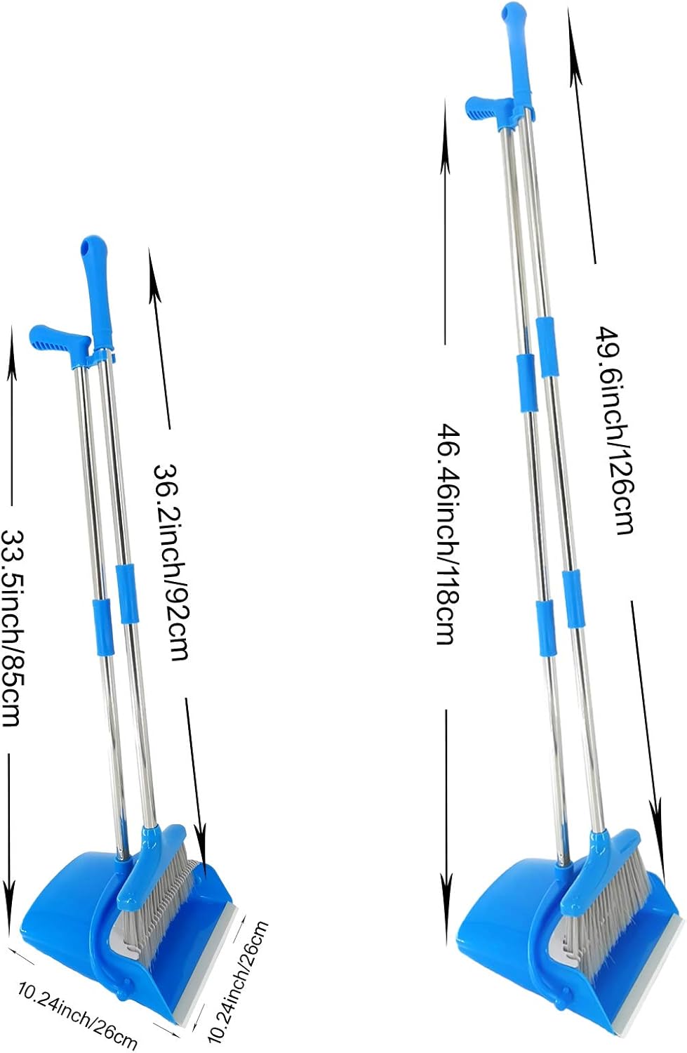 Extendable Long Handle Broom and Dustpan Set, Stainless Lightweight Upright Standing Broom and