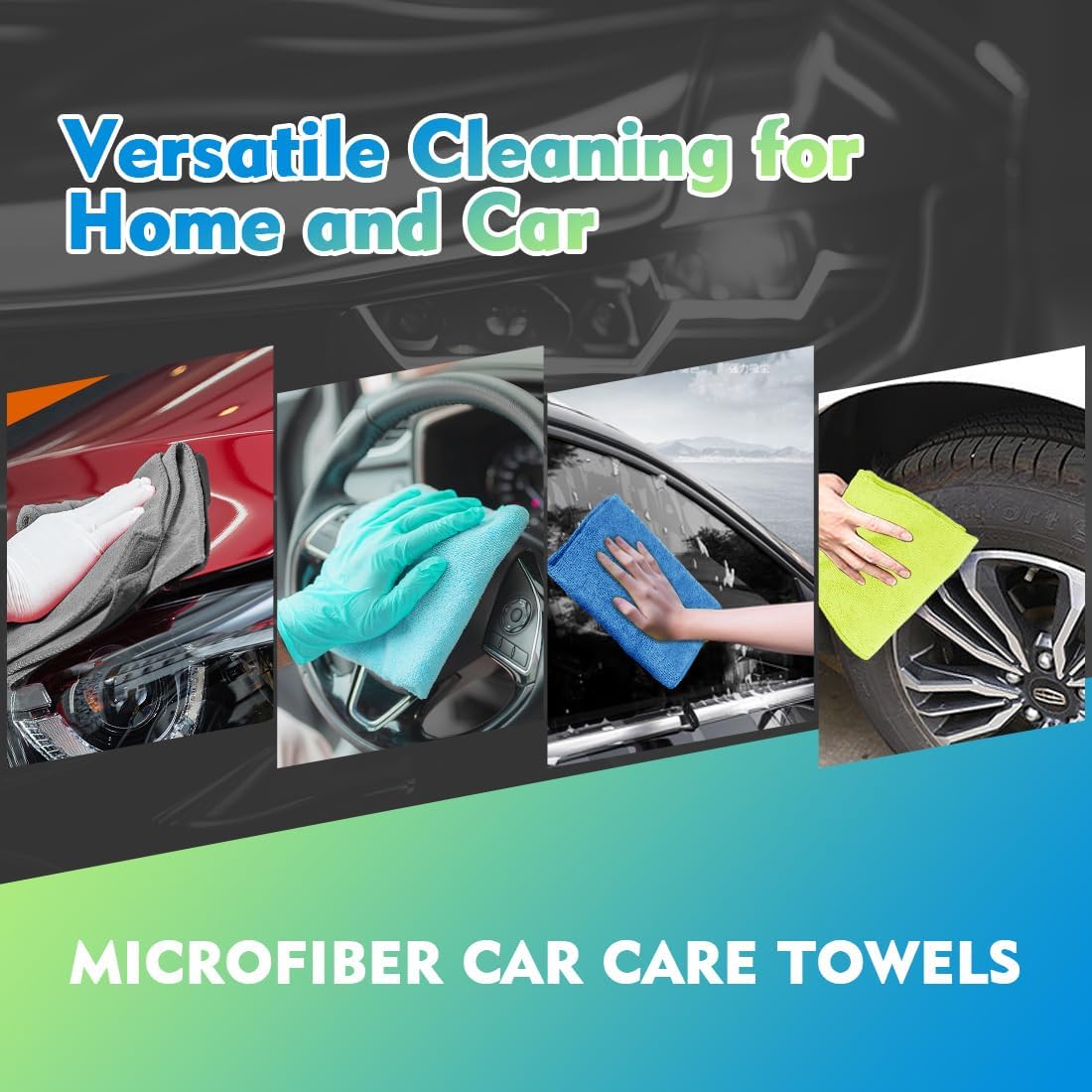 HOMEXCEL Microfiber Cleaning Cloth 12 Pack, 12.5 x 12.5 Inch Microfiber Towels for Cars, Ultra