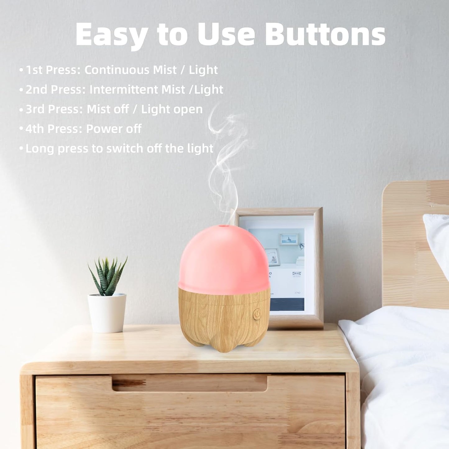150ML Rechargeable Battery Essential Oil Diffuser, Portable Cordless Aromatherapy Diffuser with 7