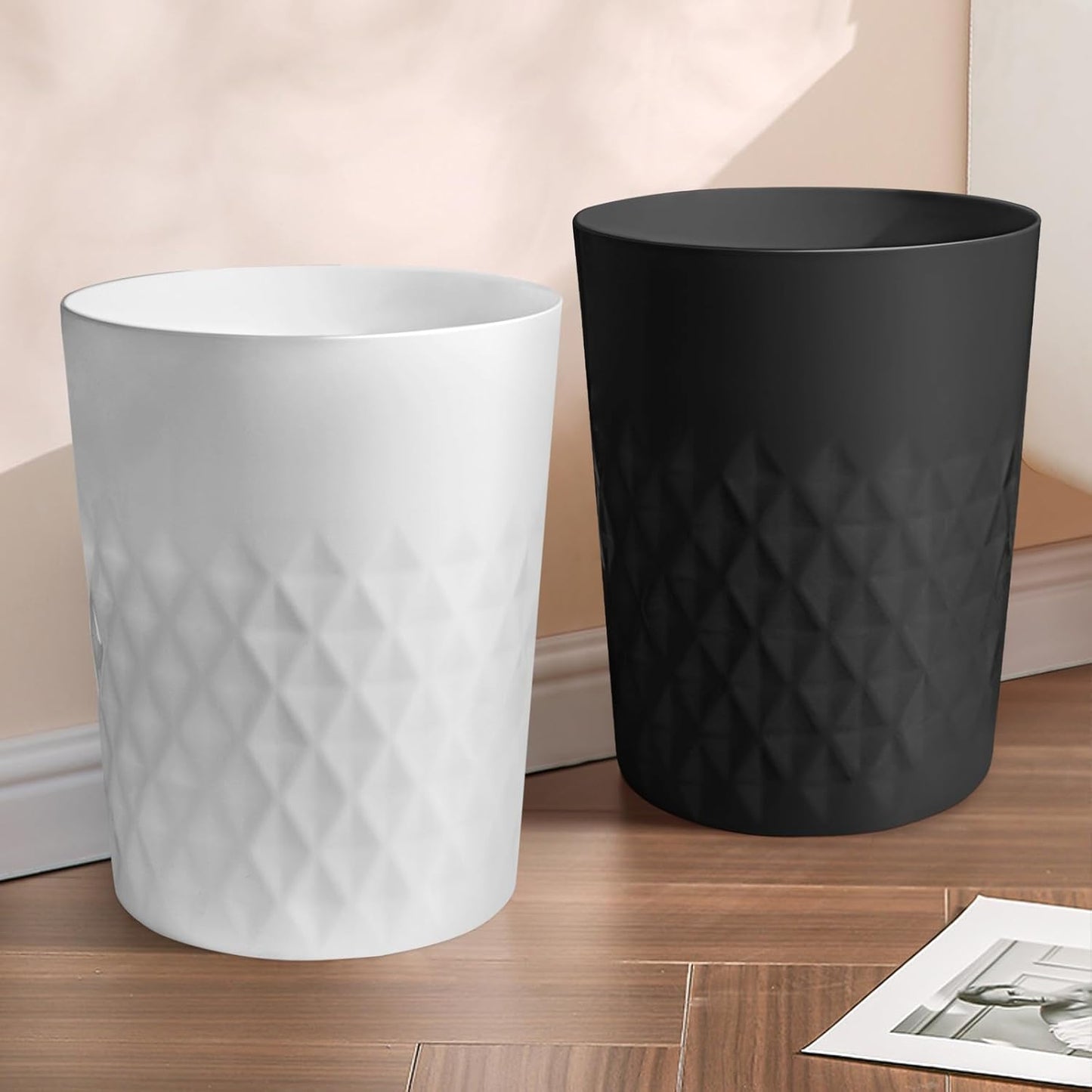 YGJT Small Trash Can, 3 Pack 1.8 Gallons Bathroom Trash Can, Slim Waste Basket, Round Garbage Can