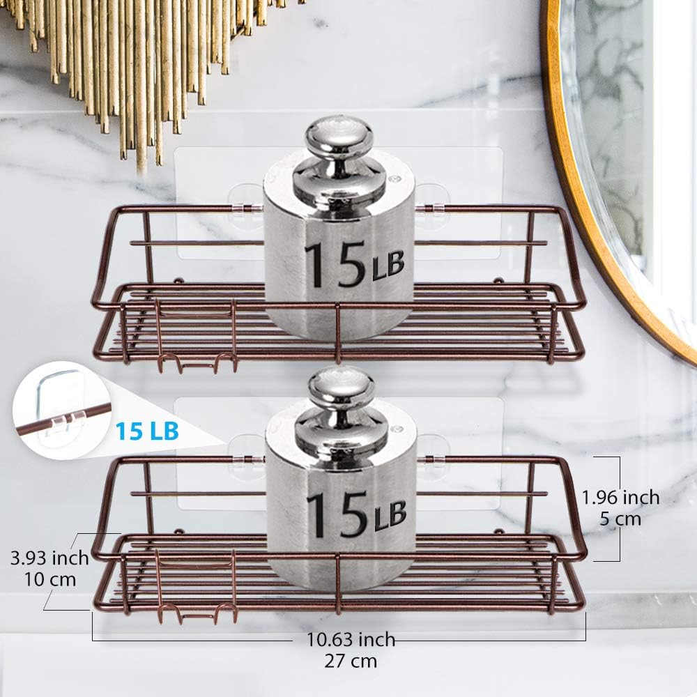 Nieifi Shower Caddy Shelf with Hooks Storage Rack Organizer Adhesive Stainless Steel without