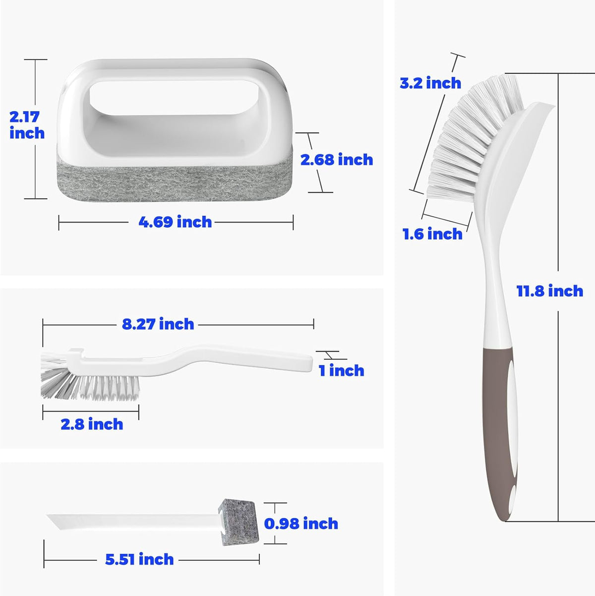 Holikme Cleaning Brush Set, Scouring Pad for Cleaning, Groove Gap Brushes for Pot, Pan, Kitchen