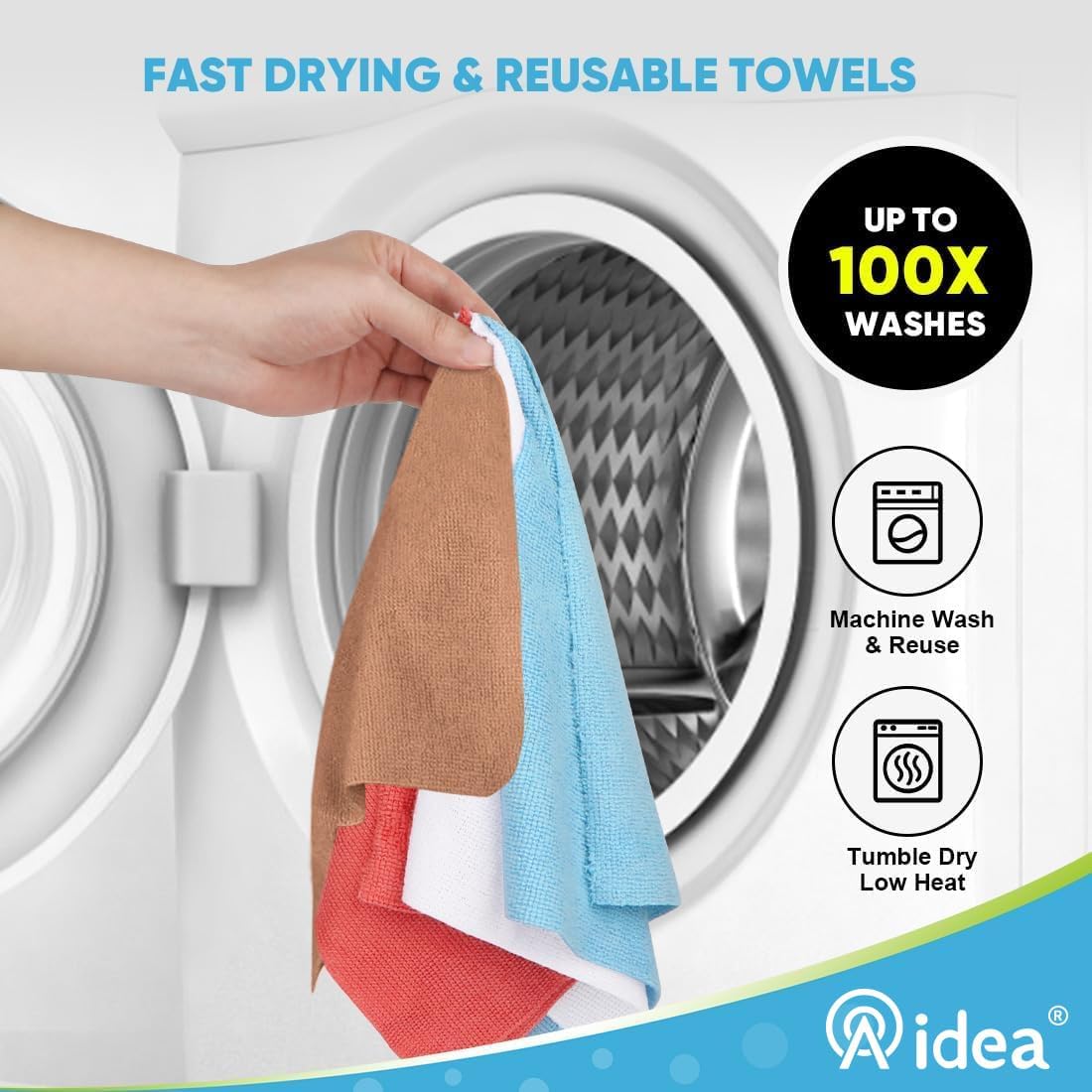 AIDEA Microfiber Cleaning Cloth 330 Sheets 6 Roll, Microfiber Towels for Cars, Shop Rags Washable