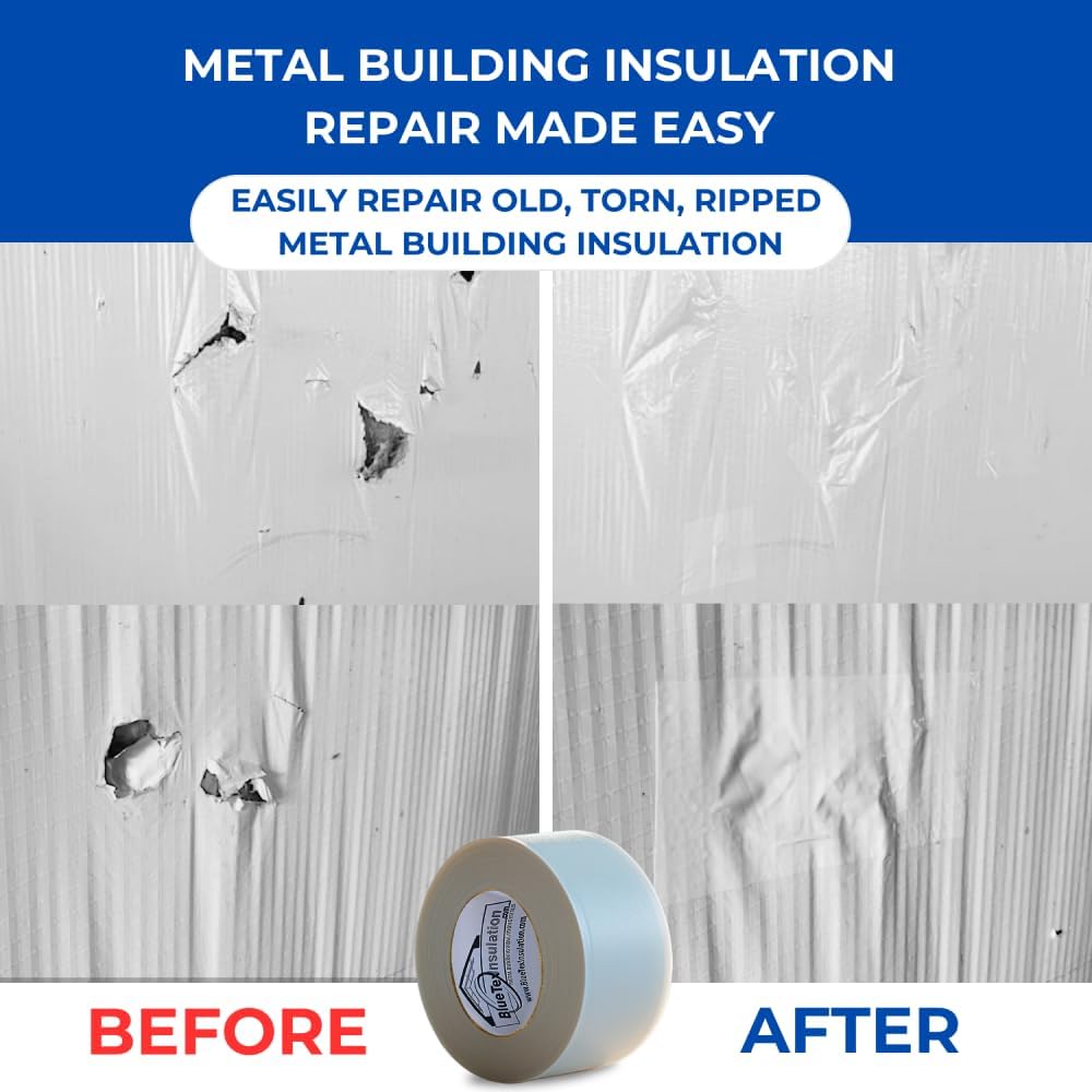 BlueTex Insulationㅤ3 Wide x 180' Long White Vapor Barrier Seam Tape - 16 Rolls Bulk Pack, Great for