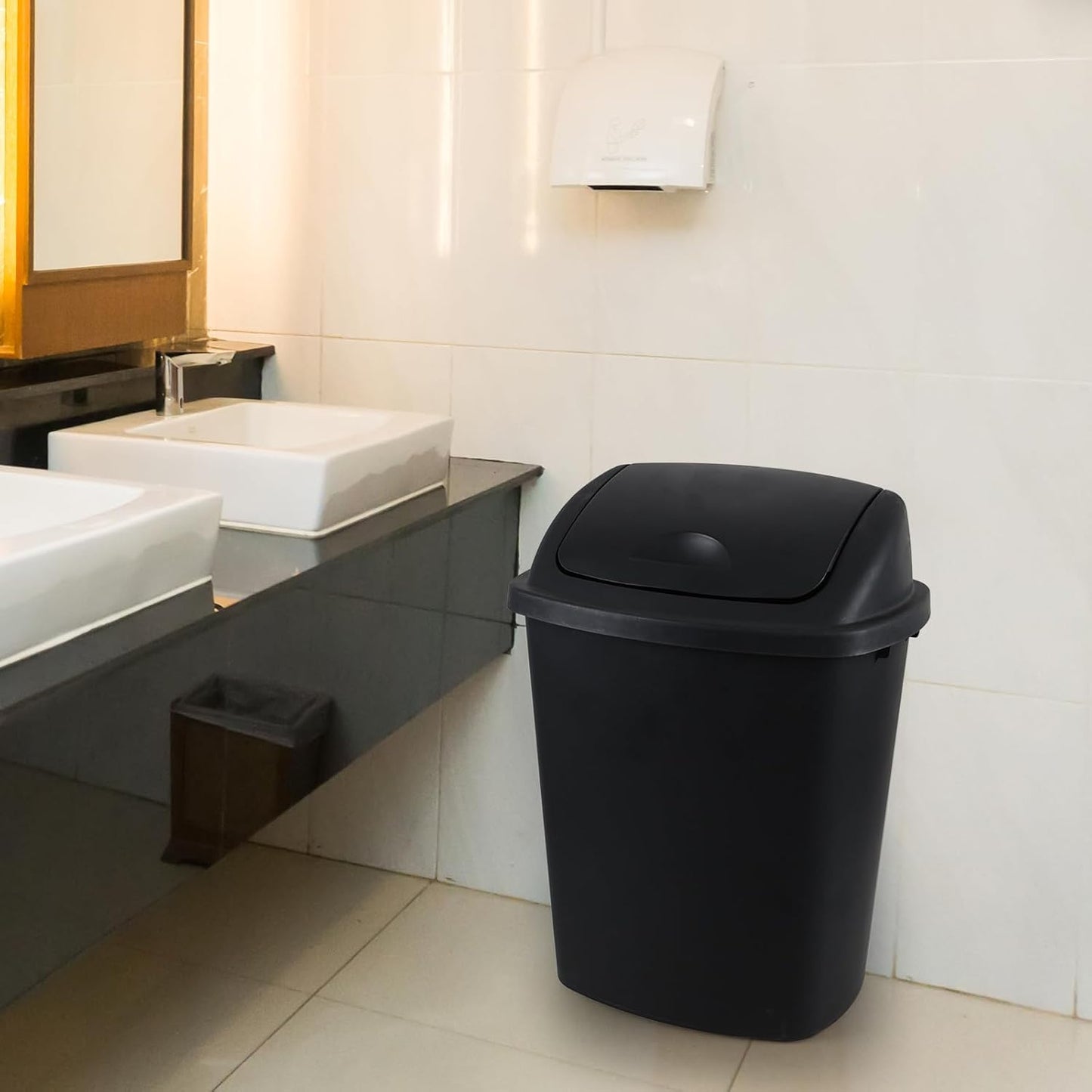 10 Gallon / 40 L Swing Lid Kitchen Trash Can, 4-Pack, Office, College, Classroom Garbage Bins