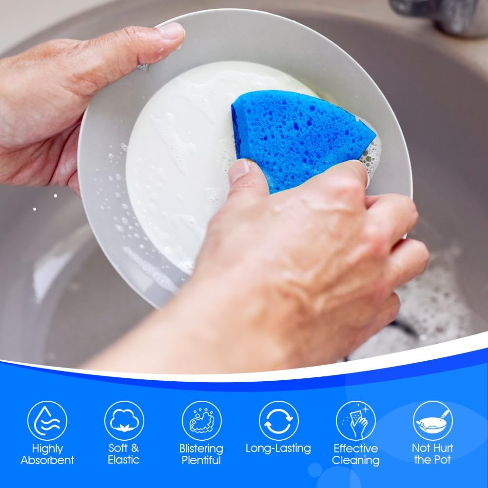 Orighty Non-Scratch Cellulose Scrub Sponges 24 Pack, Kitchen Sponges for Kitchen, Bathroom, and