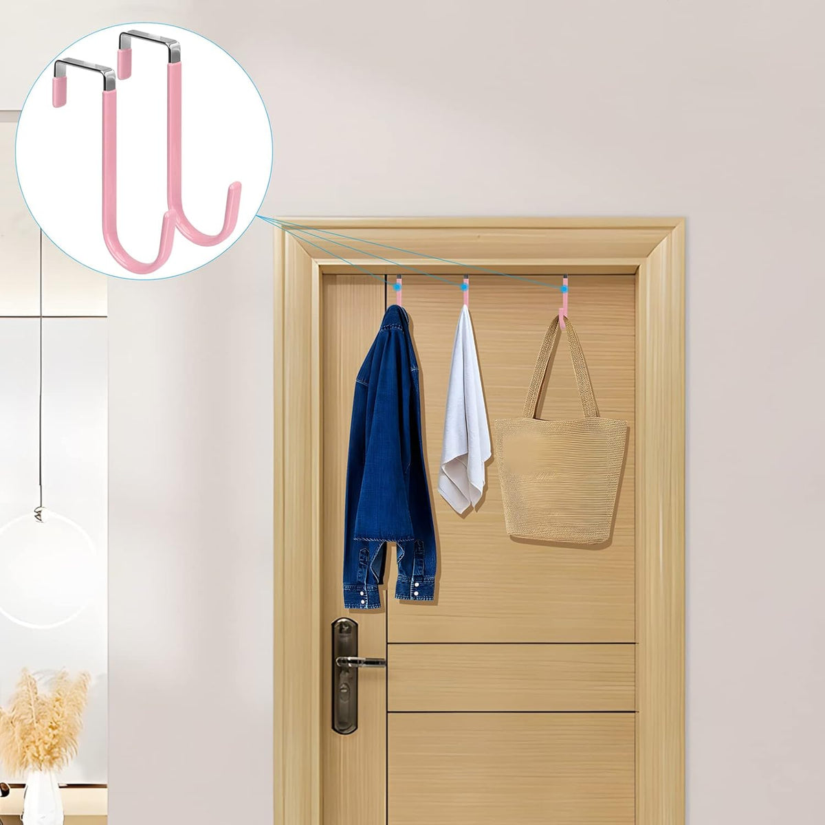 FYY Over The Door Hooks, 4 Pack Door Hangers Hooks with Rubber Prevent Scratches Heavy Duty