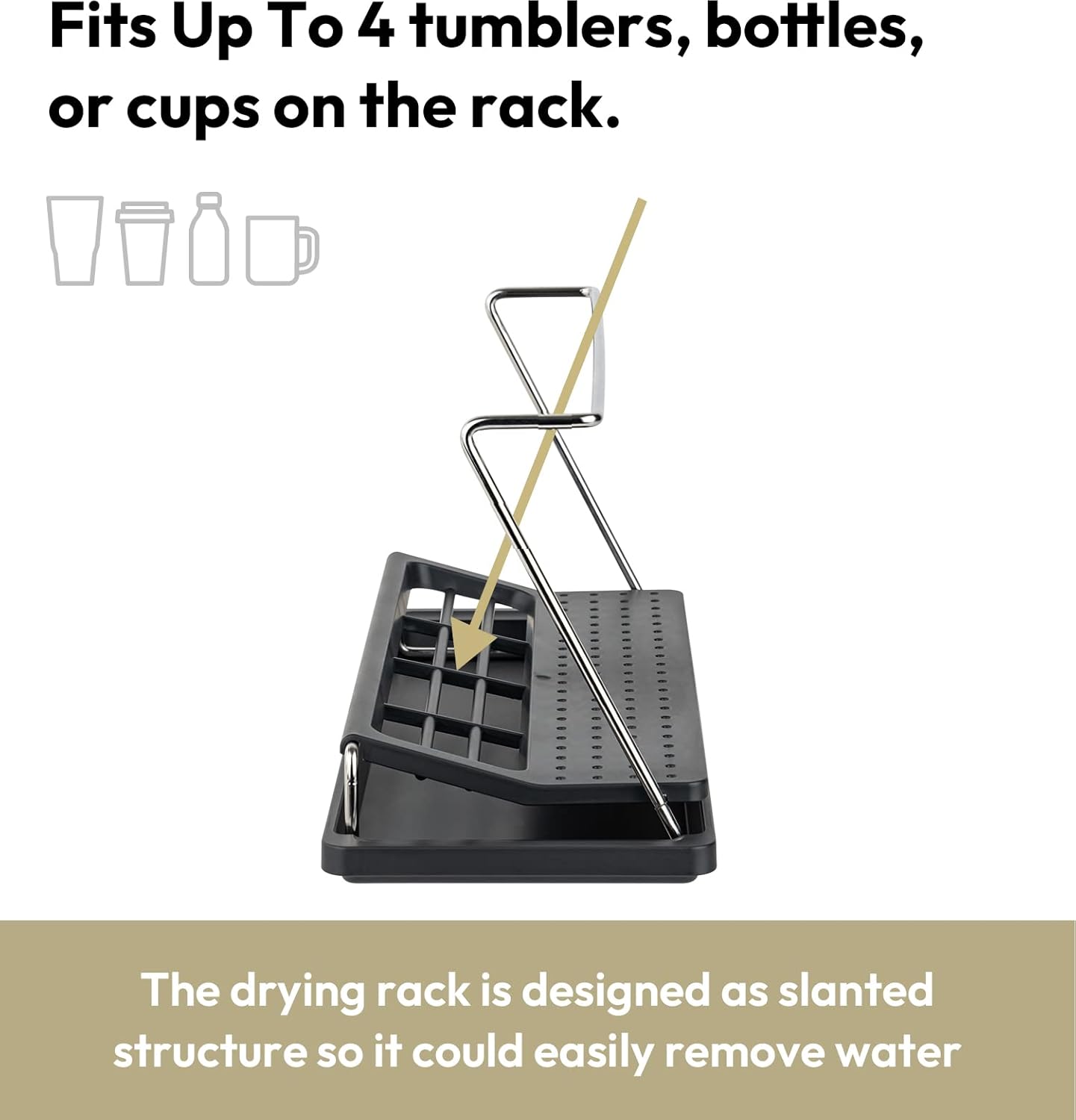 carrotez Bottle Drying Rack, Tumbler Rack with Drain Tray - Narrow and Wide Openings with Various