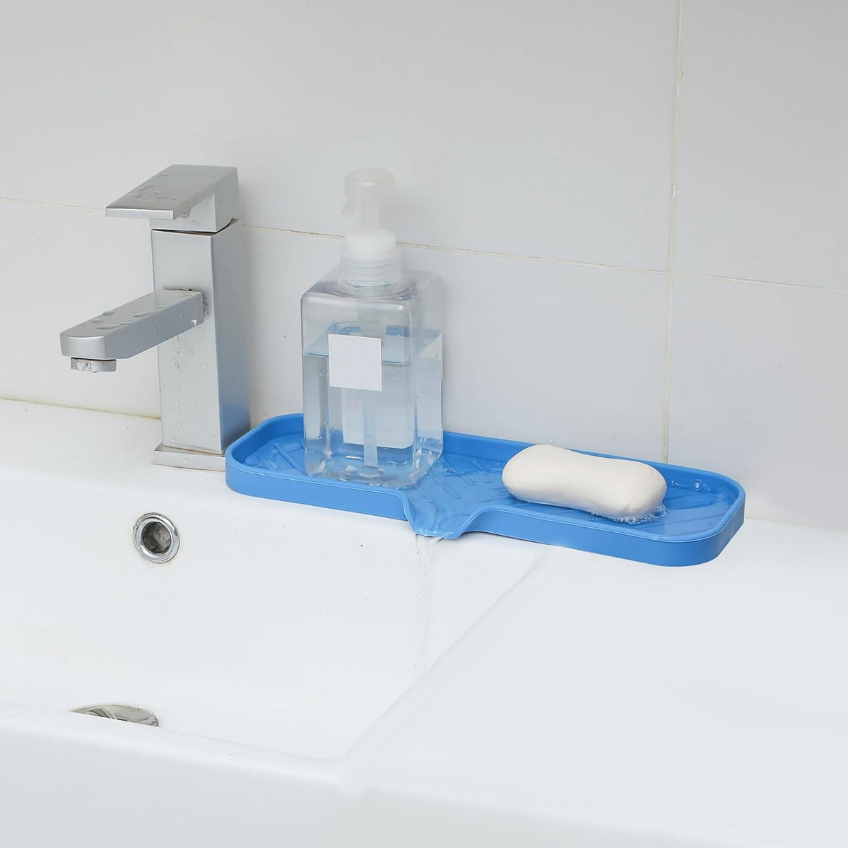 Silicone Bathroom Soap Dishes with Drain Spout-Bathroom and Kitchen Sink Organizer,Sponge